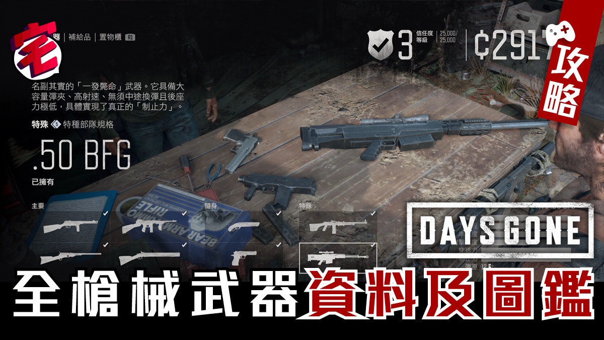 Days Gone 往日不再攻略全槍械武器資料圖鑑 Days Gone 往日不再攻略全槍械武器資料圖鑑