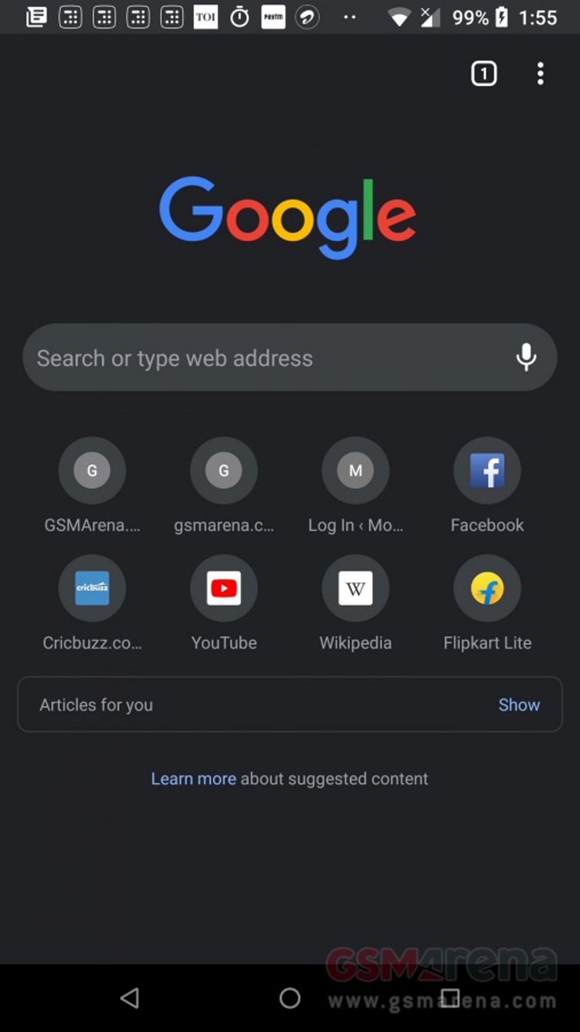 Android 上的 Chrome 將會支援 Dark Mode 模式顯示。(GSMArena) Android 上的 Chrome 將會支援 Dark Mode 模式顯示。(GSMArena)