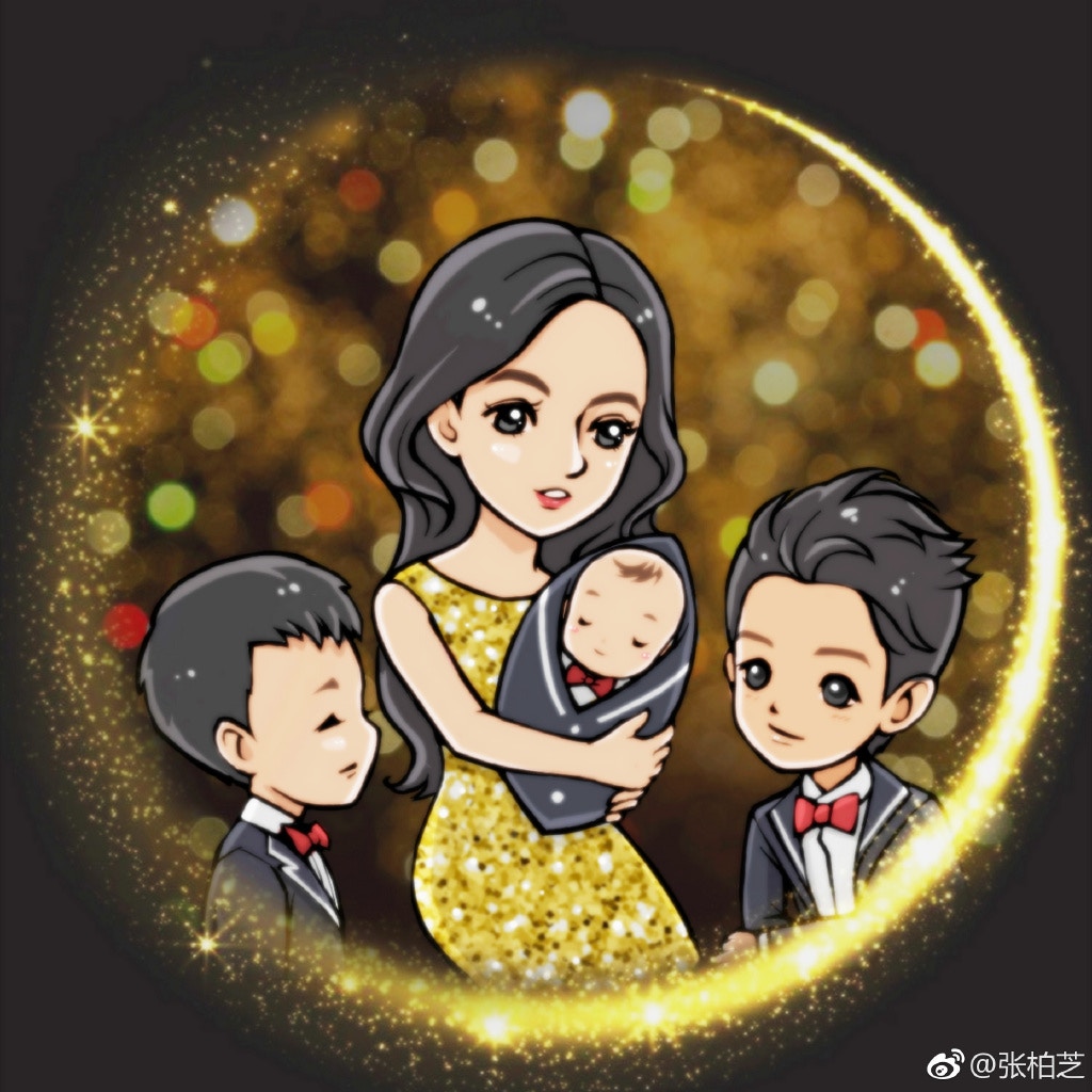 張栢芝去年12月在微博Post相，公佈誕下第三胎「小王子」的喜訊。（微博圖片）