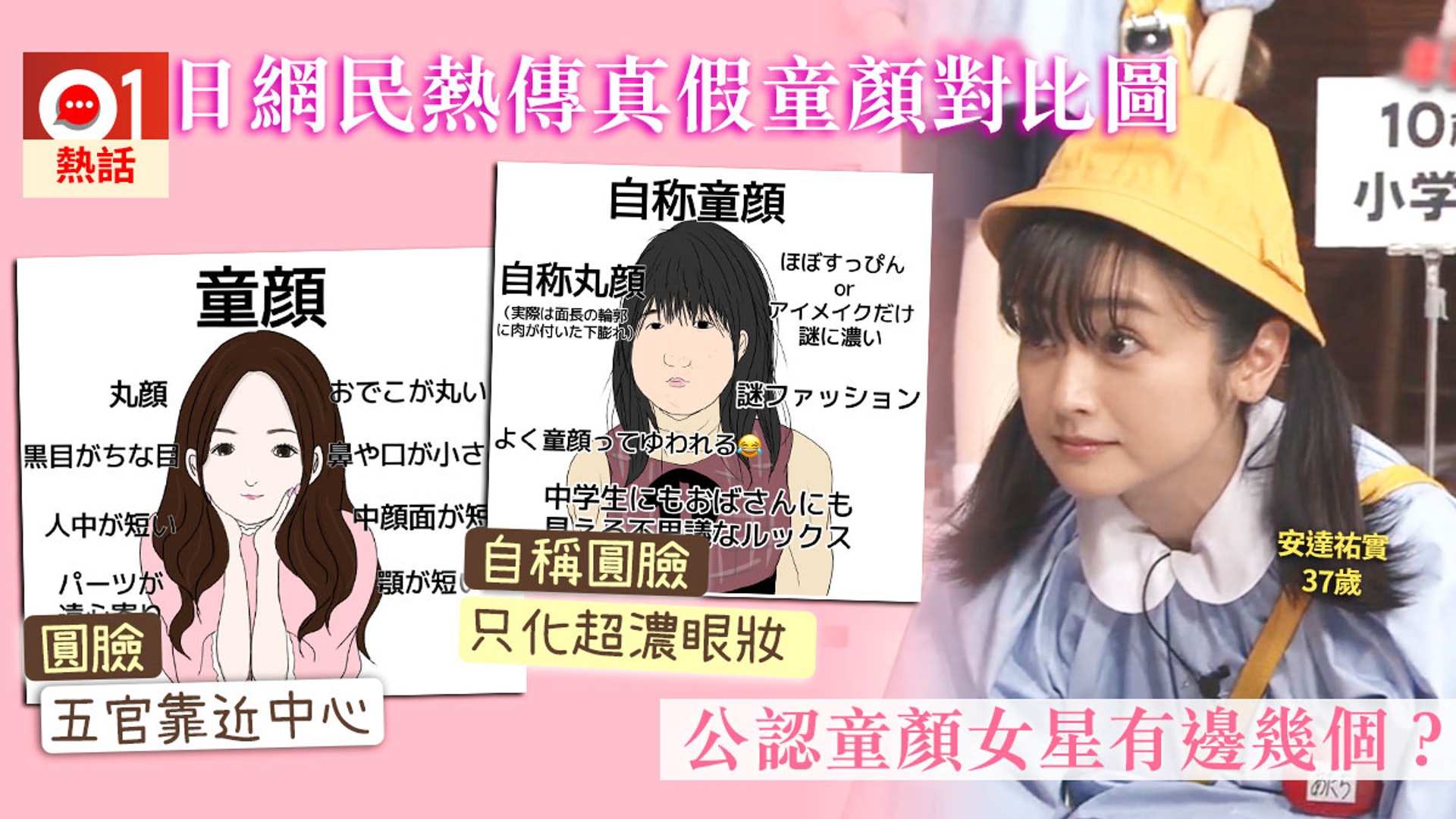 日本熱傳 童顏 Vs 自稱童顏 特徵對比圖網民盤點真童顏女星 香港01 熱爆話題