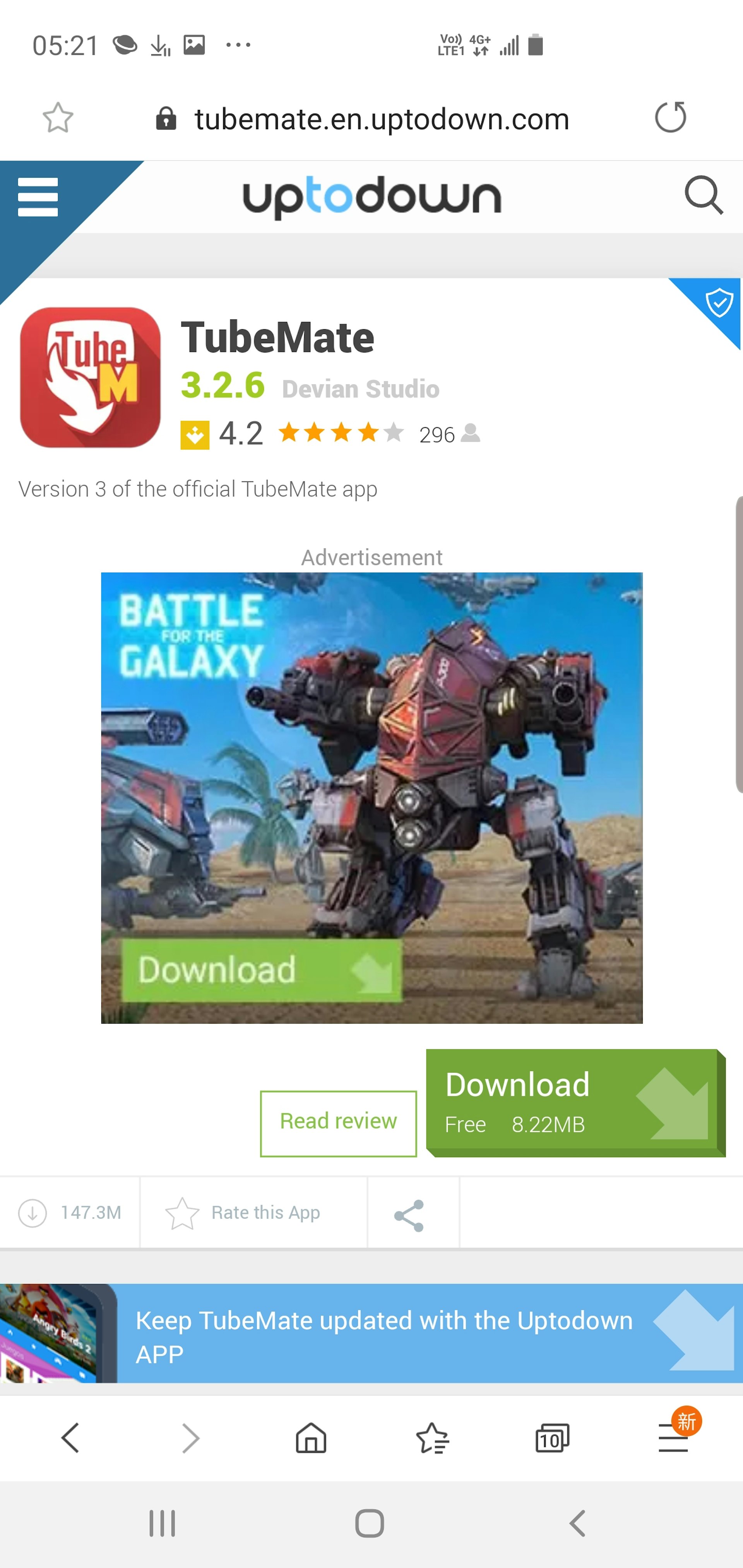 前往 TubeMate 官網下載 APK 安裝檔。(截圖) 前往 TubeMate 官網下載 APK 安裝檔。(截圖)