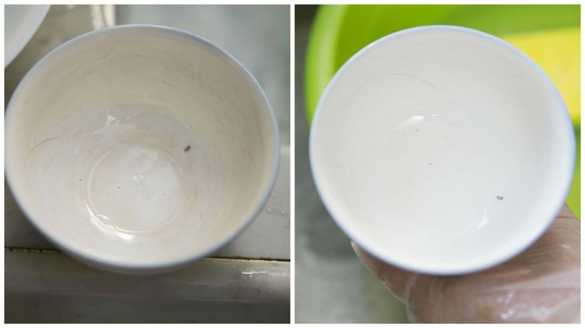 真實對比圖,用梳打粉輕易把佈清黃垢的碗回復潔白。 真實對比圖,用梳打粉輕易把佈清黃垢的碗回復潔白。