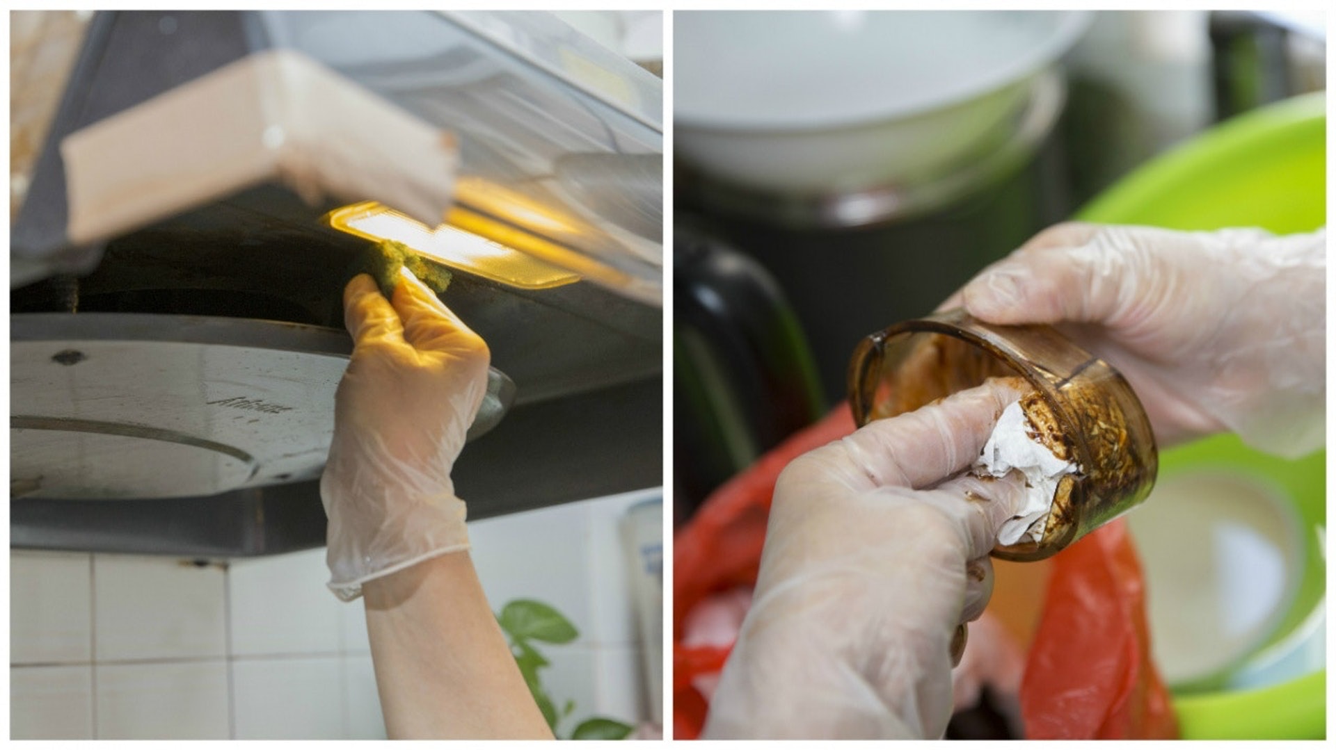 清除頑固油污。 清除頑固油污。