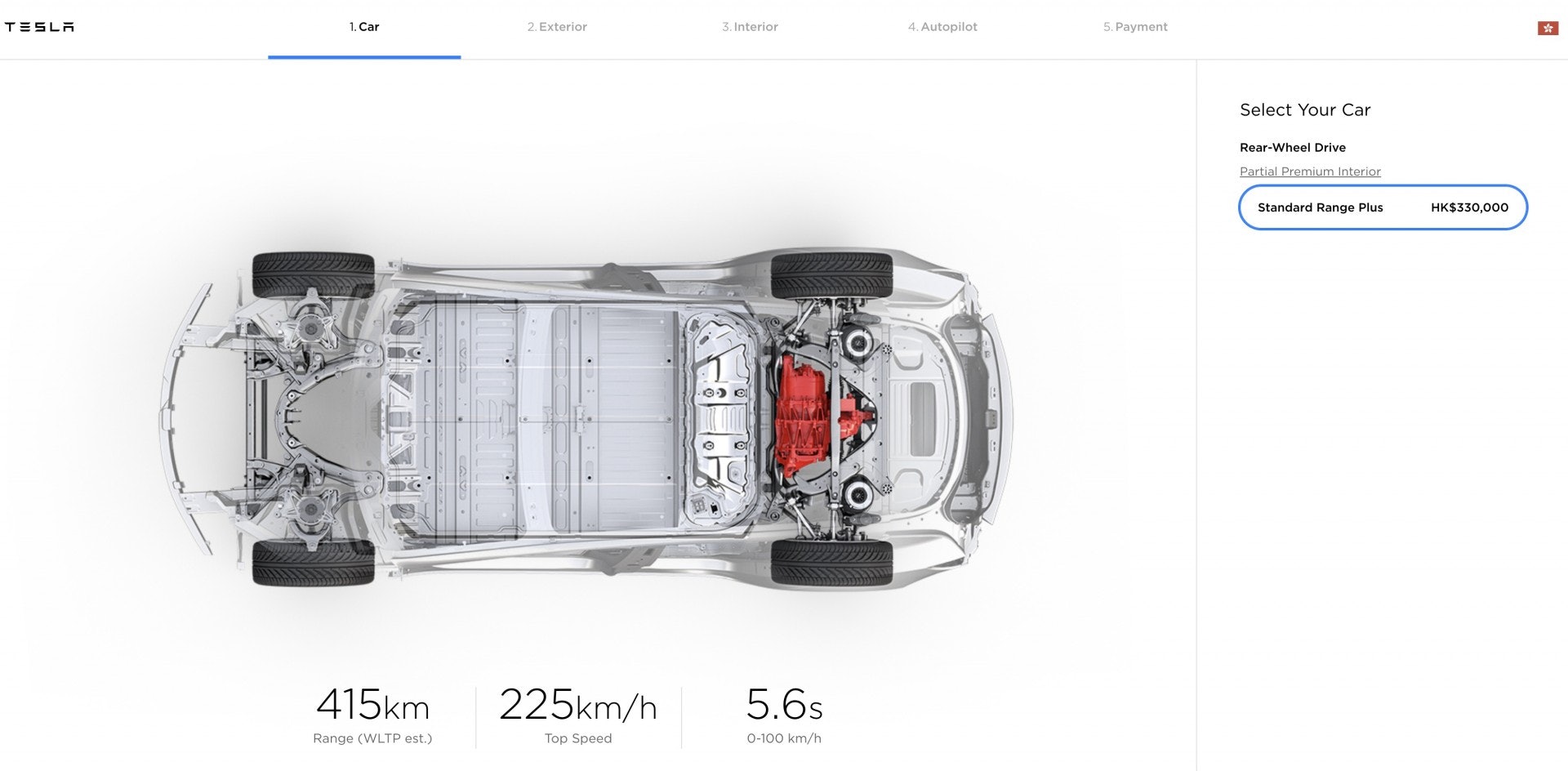 Tesla Model 3最基本版本(Tesla官方網站) Tesla Model 3最基本版本(Tesla官方網站)