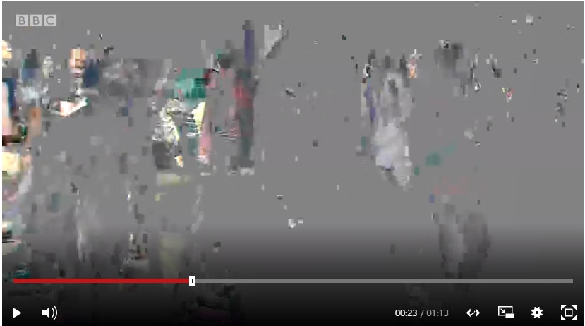 因為流量超過上限，BBC直播出現阻滯。（BBC影片截圖）