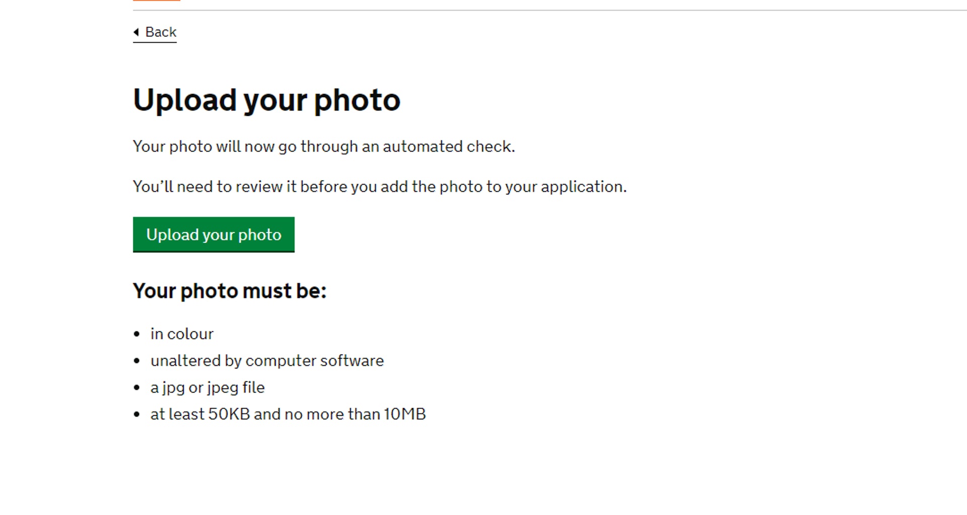 上載相片（GOV.UK 網站截圖)