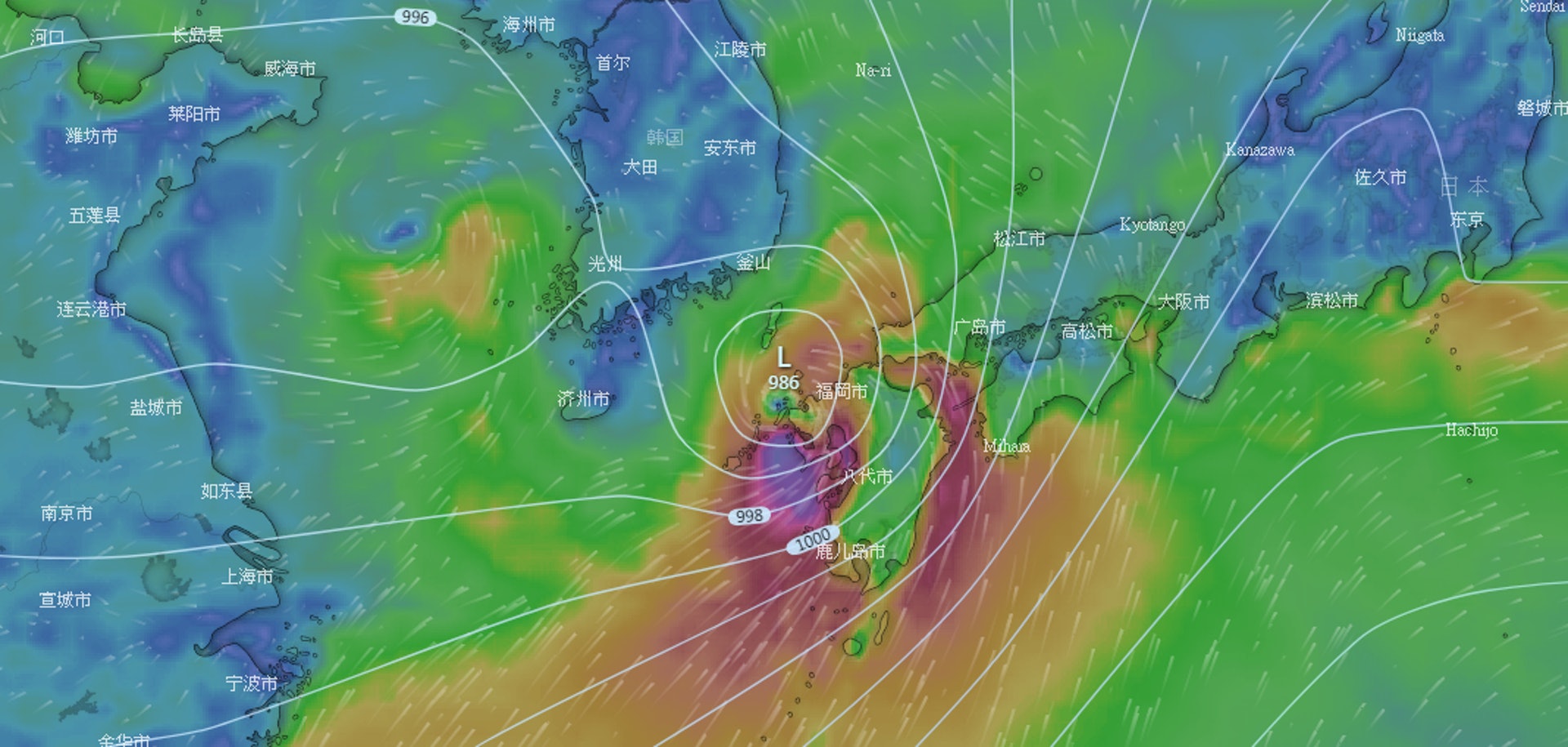歐洲中期預報中心(ECMWF)下周六(29日)預測。(windy截圖) 歐洲中期預報中心(ECMWF)下周六(29日)預測。(windy截圖)