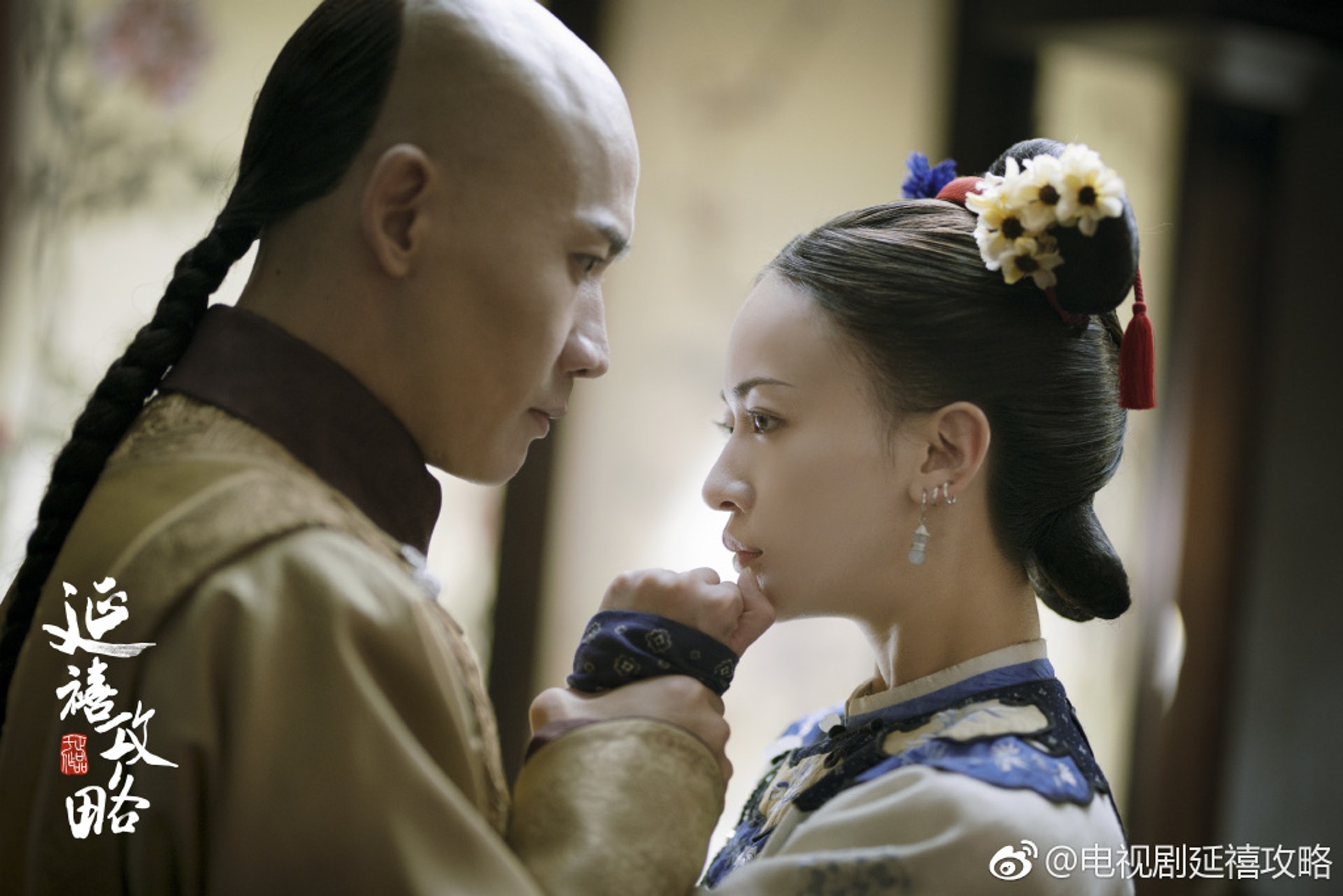 聶遠所飾演的乾隆與吳謹言飾演的魏瓔珞。(延禧攻略微博圖片) 聶遠所飾演的乾隆與吳謹言飾演的魏瓔珞。(延禧攻略微博圖片)