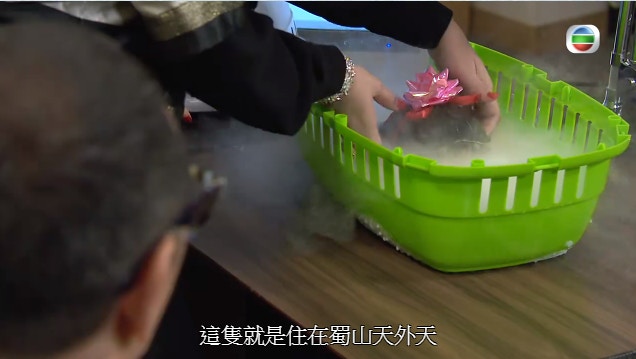 在劇集中,演員把「靈龜」包上絲帶、承載在放有乾冰的盒子中,被批涉不友善對待龜隻及傳遞誤導訊息。(影片截圖) 在劇集中,演員把「靈龜」包上絲帶、承載在放有乾冰的盒子中,被批涉不友善對待龜隻及傳遞誤導訊息。(影片截圖)