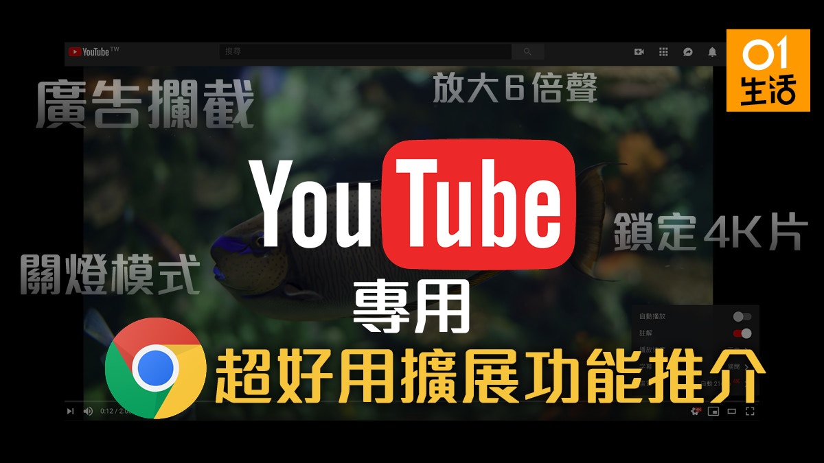 Chrome擴充功能教學youtube專用除廣告 鎖定4k一鍵ok