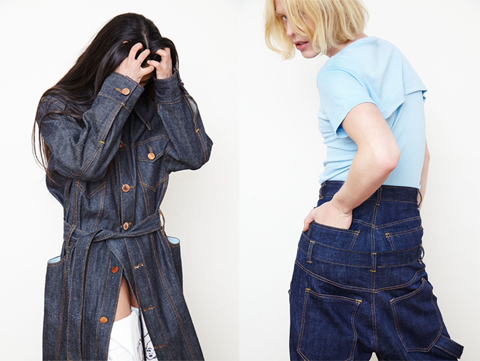 Hardeman的設計一條牛仔褲有多個褲頭。(網上圖片) Hardeman的設計一條牛仔褲有多個褲頭。(網上圖片)