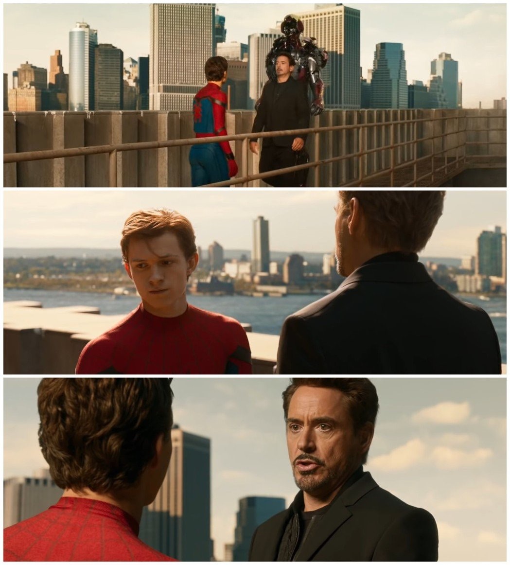 飾演「Iron Man」的Robert Downey Jr.與飾演「蜘蛛俠」的Tom Holland除了是復仇者聯盟的成員，更是如同父子關係的朋友。（《蜘蛛俠：決戰千里》劇照） 