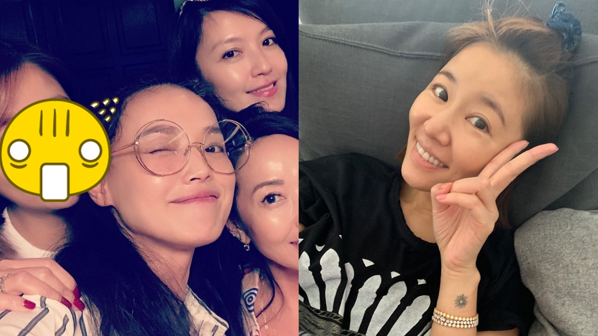【多圖】與舒淇林熙蕾姊妹聚會素顏合照　林心如驚變「劉華」鷹鼻