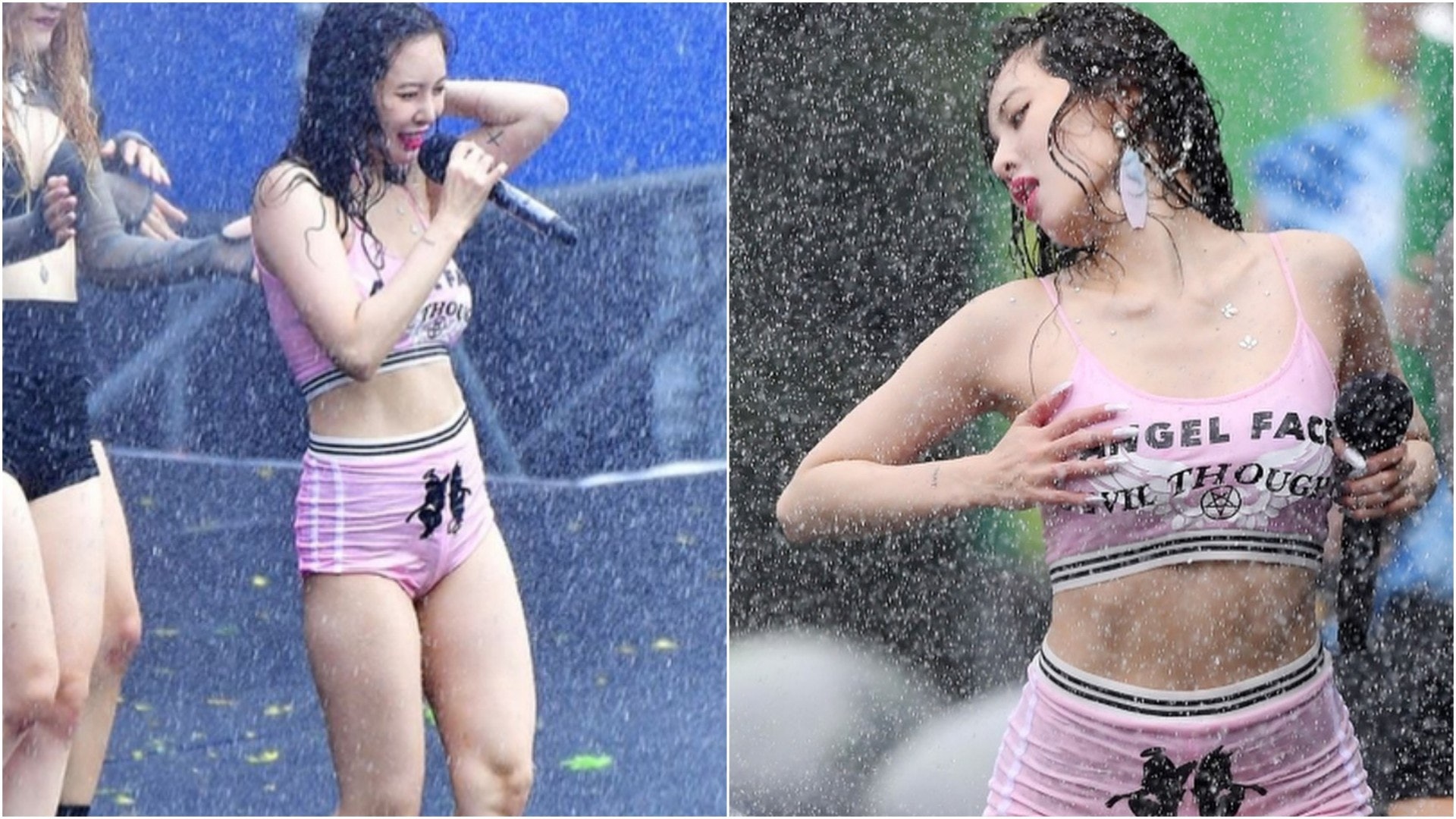 泫雅運動場濕身助慶 同觀眾玩水槍消暑 泫雅運動場濕身助慶 同觀眾玩水槍消暑