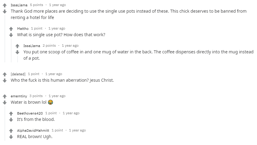 此Po一出即引起網友狂轟自私，亦有網友啜核comment洗完啲水係啡色…（Reddit網截圖）