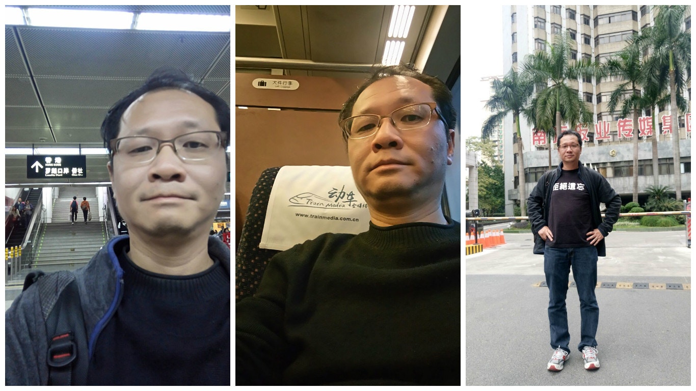 蔡耀昌取得回鄉證後，由過關、乘列車、穿「拒絕遺忘」上衣到廣州，也沒受阻撓。（蔡耀昌提供）