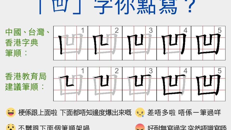 【重新學寫字】「凹凸」點寫? 教育局同字典筆順教法不同