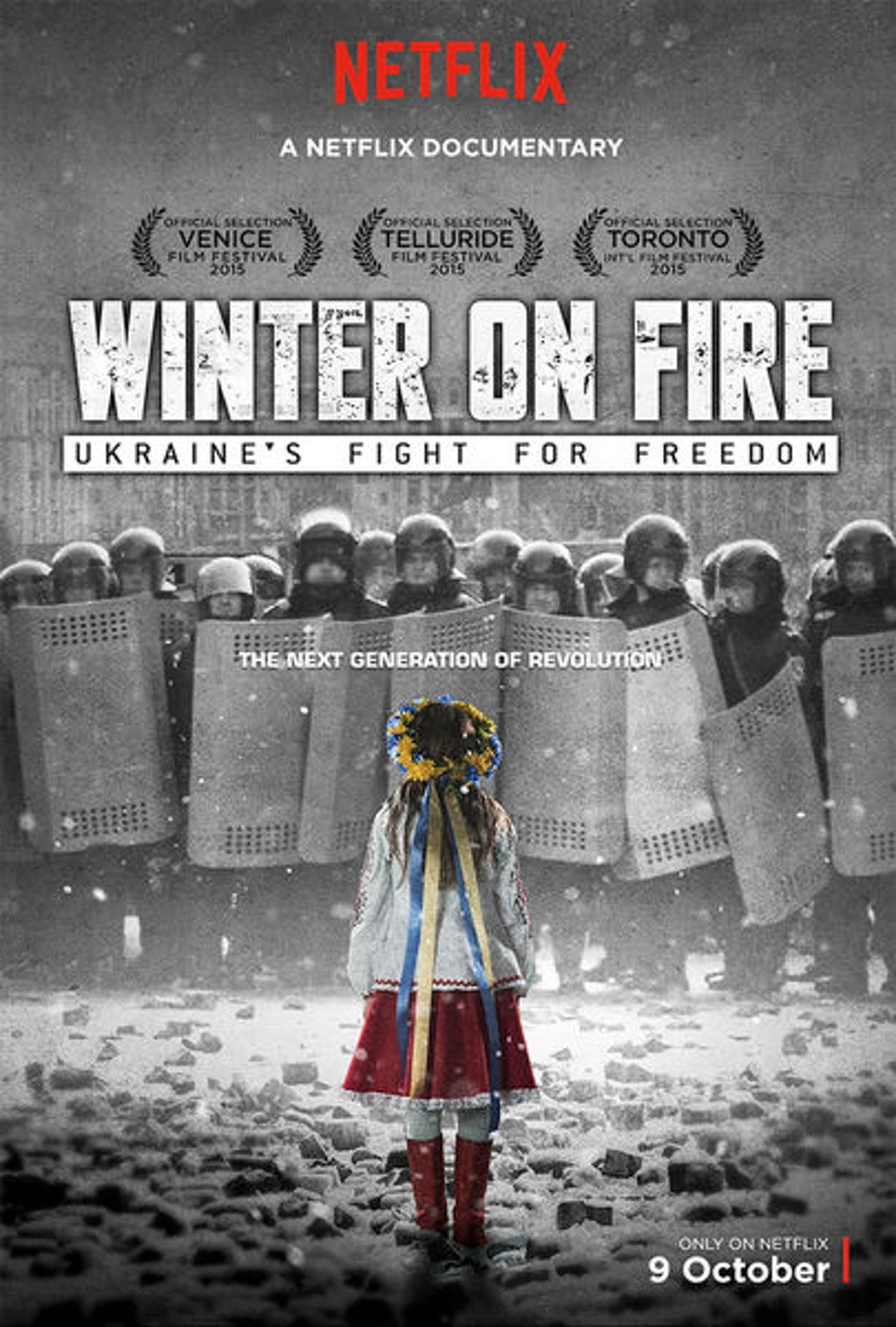 曾提名奧斯卡最住紀錄、2015年由Netflix推出的紀錄片《Winter On Fire》。(電影海報)