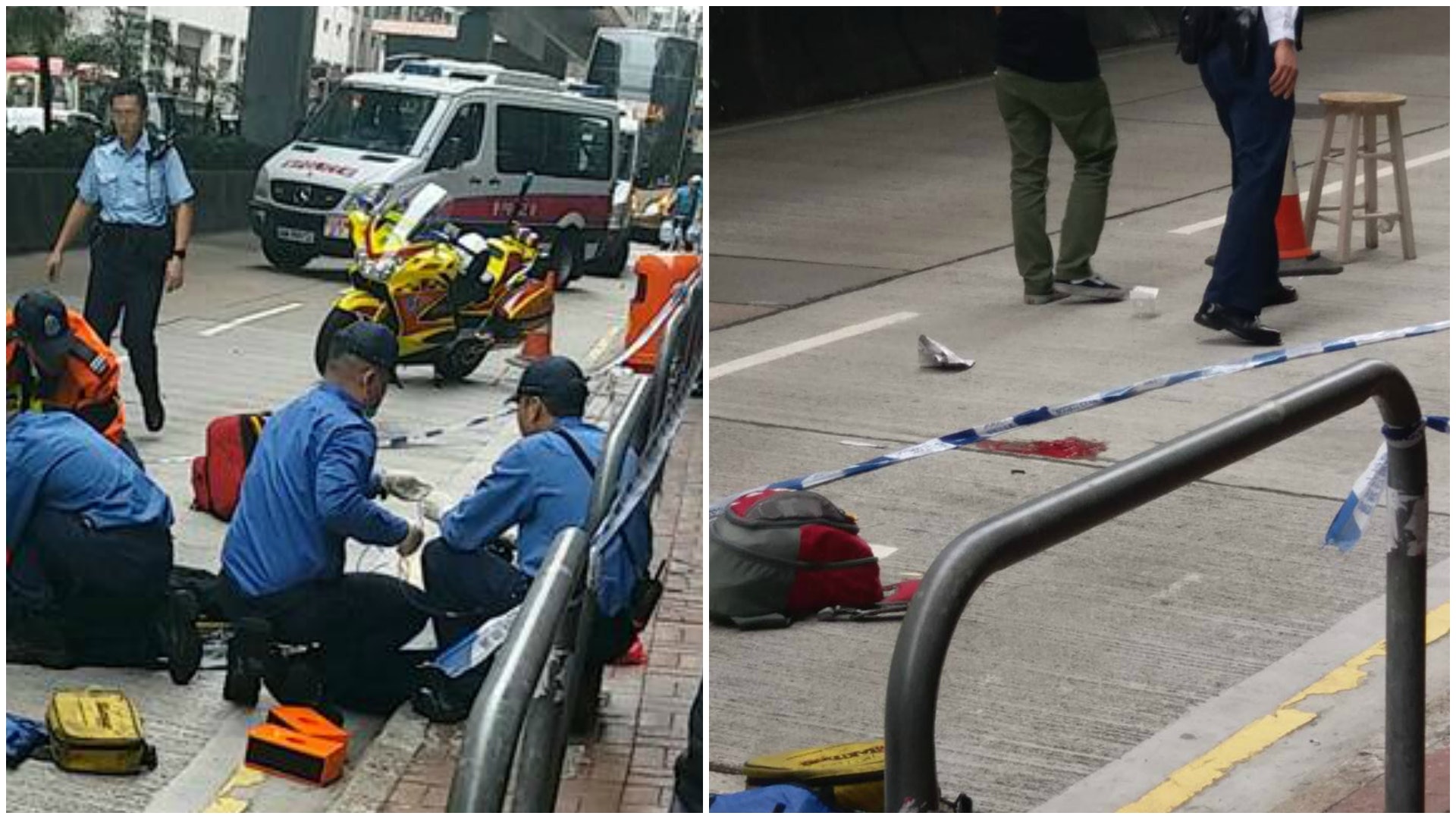 女子頭部受傷流血躺臥洗衣街馬路 女子頭部受傷流血躺臥洗衣街馬路