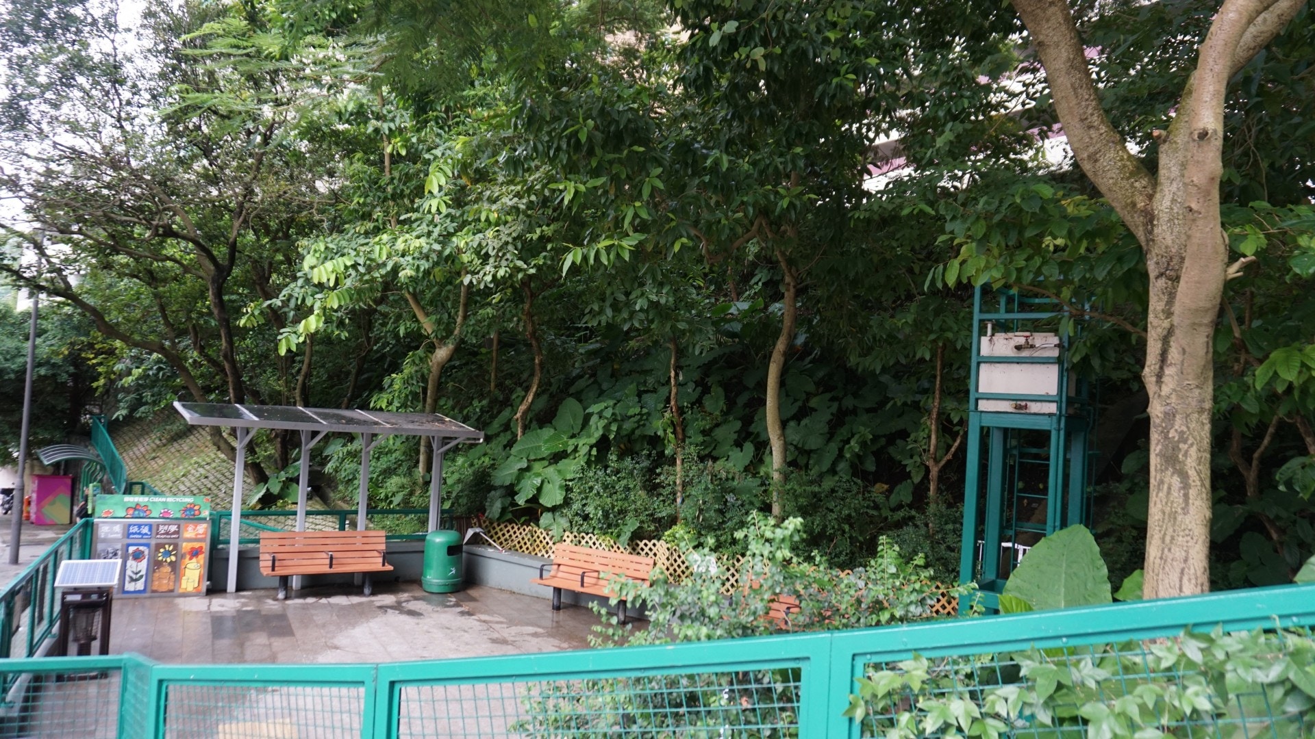 公園的另一旁則緊貼著山坡,種有不少樹木,但綠化之效仍然不大。(何穎琪攝) 公園的另一旁則緊貼著山坡,種有不少樹木,但綠化之效仍然不大。(何穎琪攝)