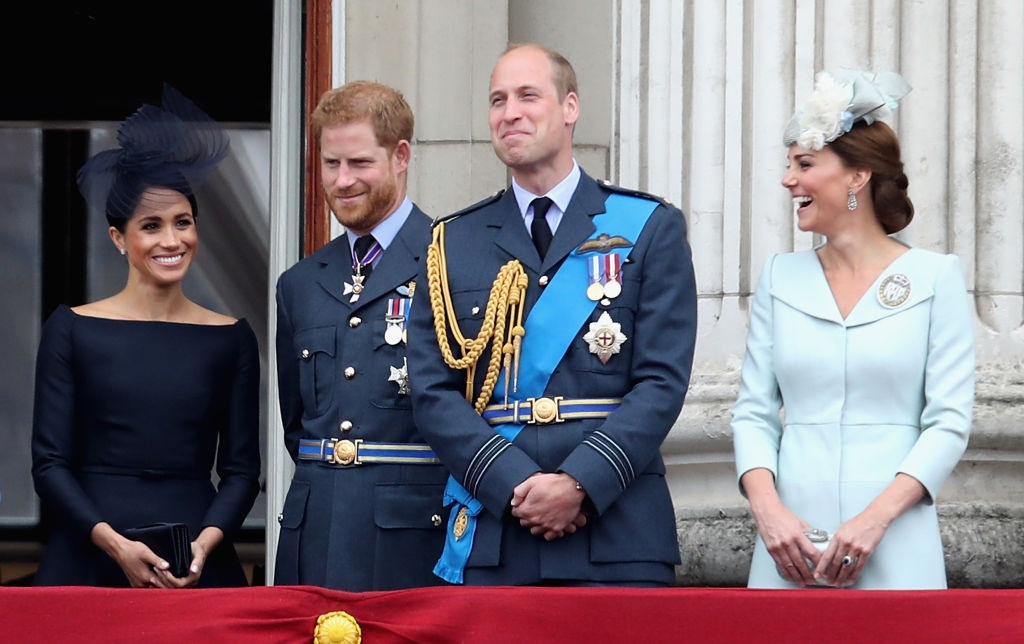 哈里王子夫婦與威廉王子夫婦2018年7月出席英國皇家空軍慶典儀式（Getty Images）