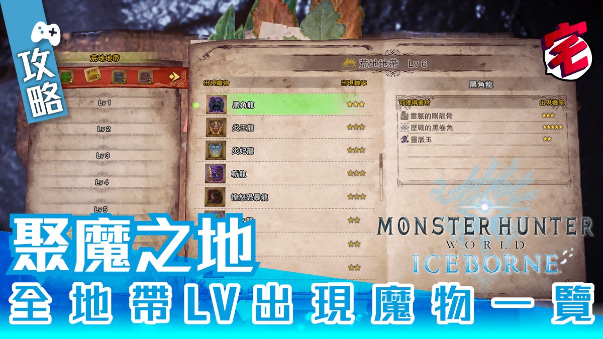 Mhw Iceborne攻略 聚魔之地各地帶lv出現魔物一覽