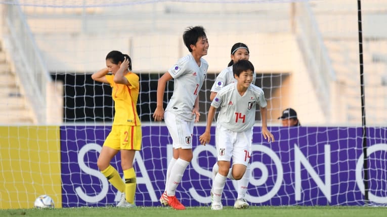 中國U16女足面對日本，備受壓力，淨負兩球。（網上圖片／亞洲足協）