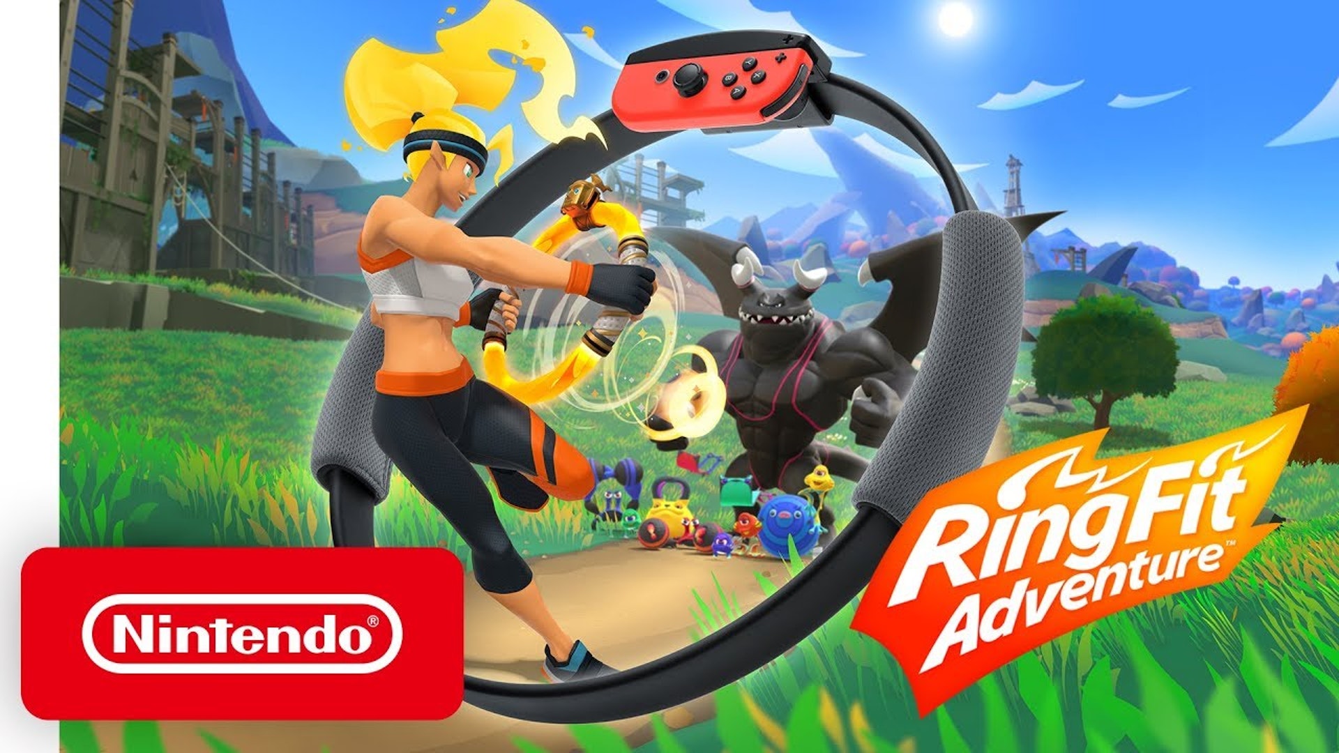 《RingFit Adventure》設有健身冒險模式，讓玩家在一些冒險Mini Game過程中進行健身，如划艇獨木舟、馭龍飛行等，藉此增加趣味性。（Nintendo）