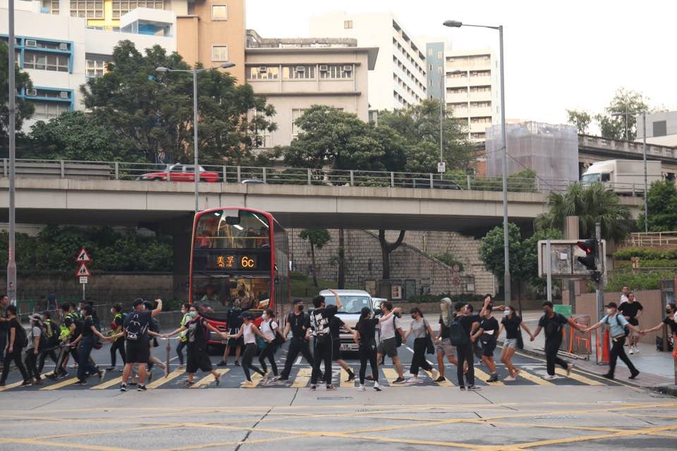 尖沙咀人鏈。(黃文軒攝)