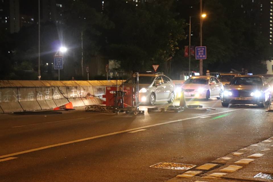 黃大仙再有示威者堵路。(黃桂桂攝)