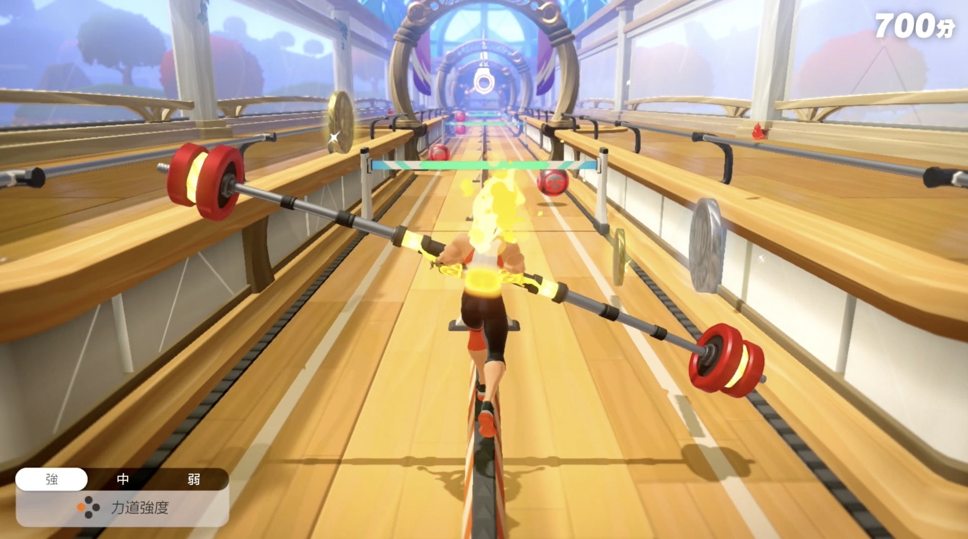 平衡步行:拉動Ring con當作平衡棒,來走過重重障礙吧(遊戲截圖) 平衡步行:拉動Ring con當作平衡棒,來走過重重障礙吧(遊戲截圖)