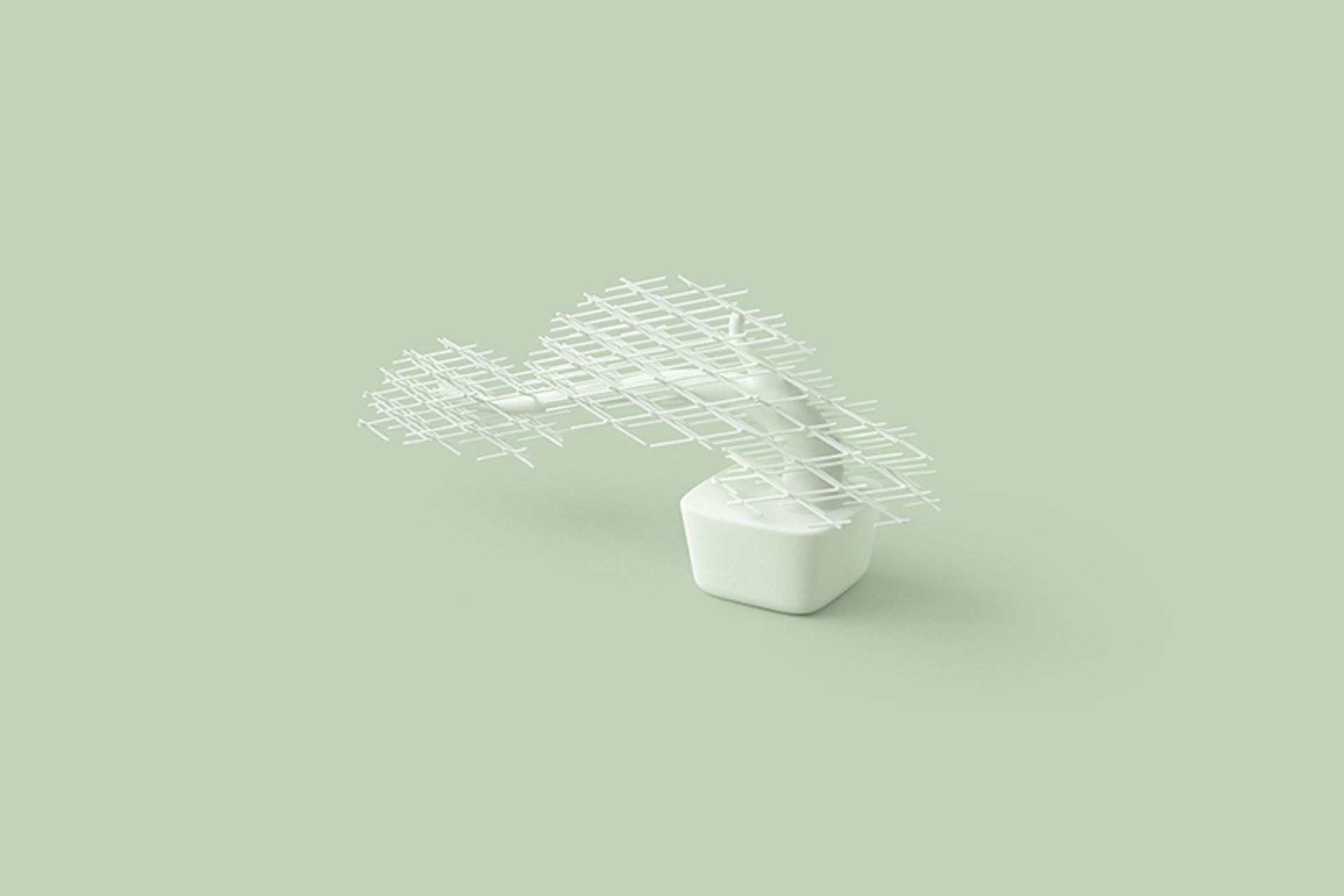 3D打印盆景以交叉編織的塑膠格網製成(Nendo)