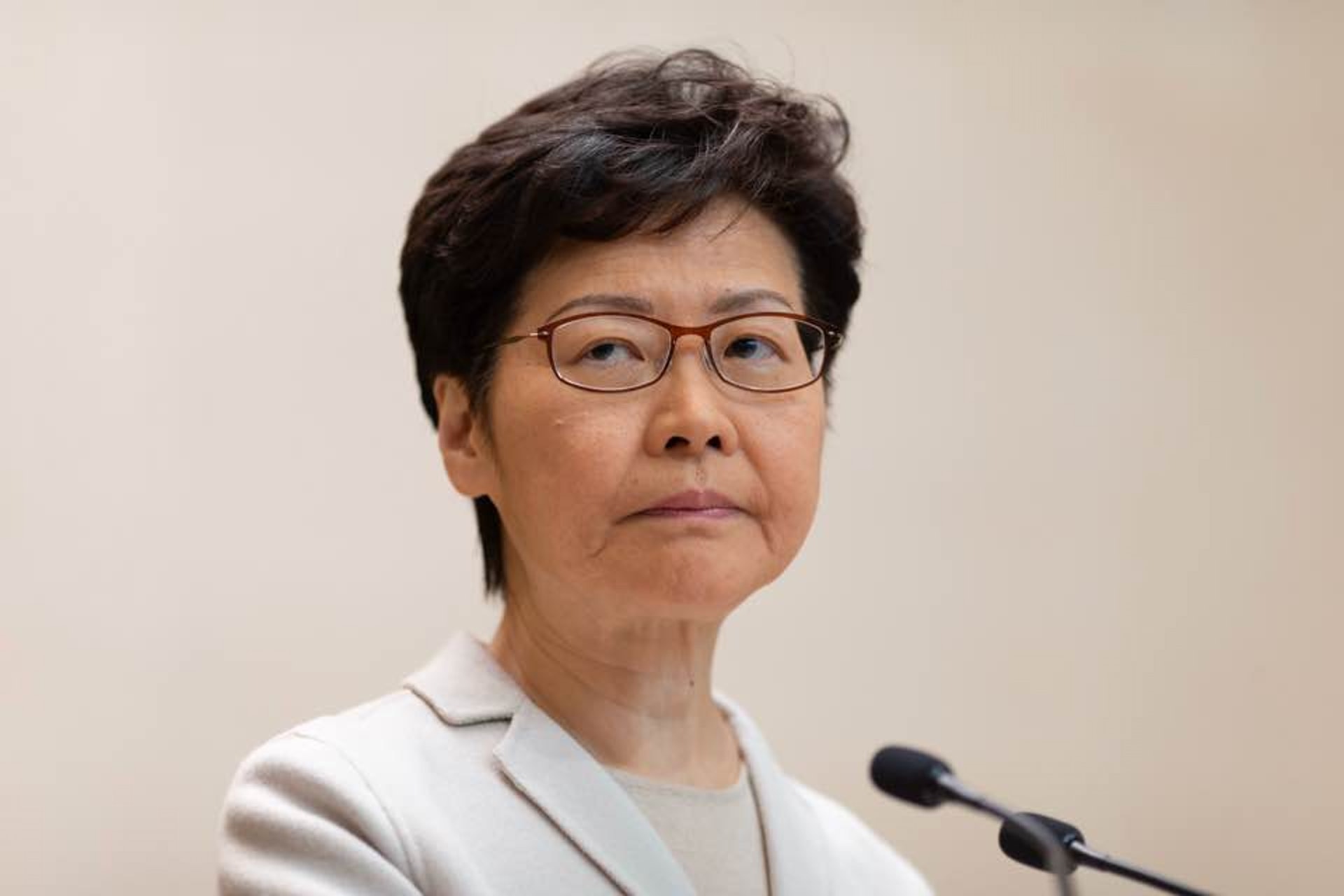 林鄭月娥表示,無收到中央就區選要求問責的指示。(梁鵬威攝) 林鄭月娥表示,無收到中央就區選要求問責的指示。(梁鵬威攝)