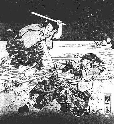 「巖流島決鬥」的畫像。（圖片擷取自：維基百科）