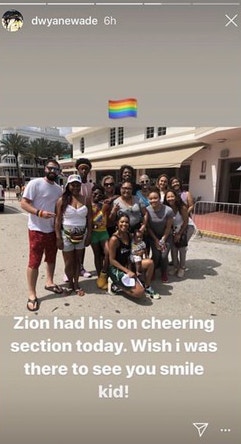 全家人支持Zion以及與他參與大遊行，雖然韋迪今年初因為比賽無法陪同，不過他在社交媒體上表示支持。（韋迪instagram）