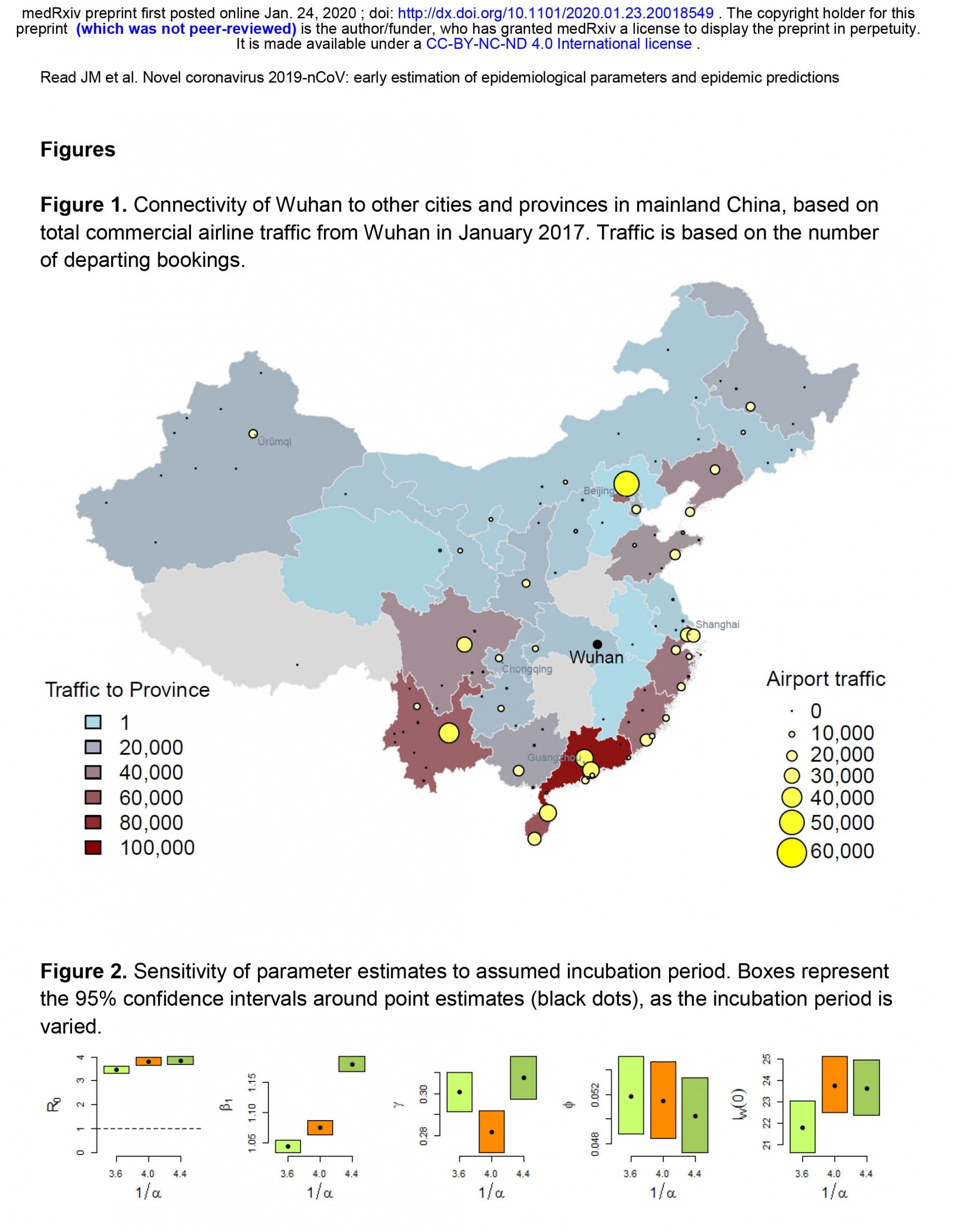 英美研究估算,從武漢外遊最多的地區是廣東省。(論文截圖) 英美研究估算,從武漢外遊最多的地區是廣東省。(論文截圖)