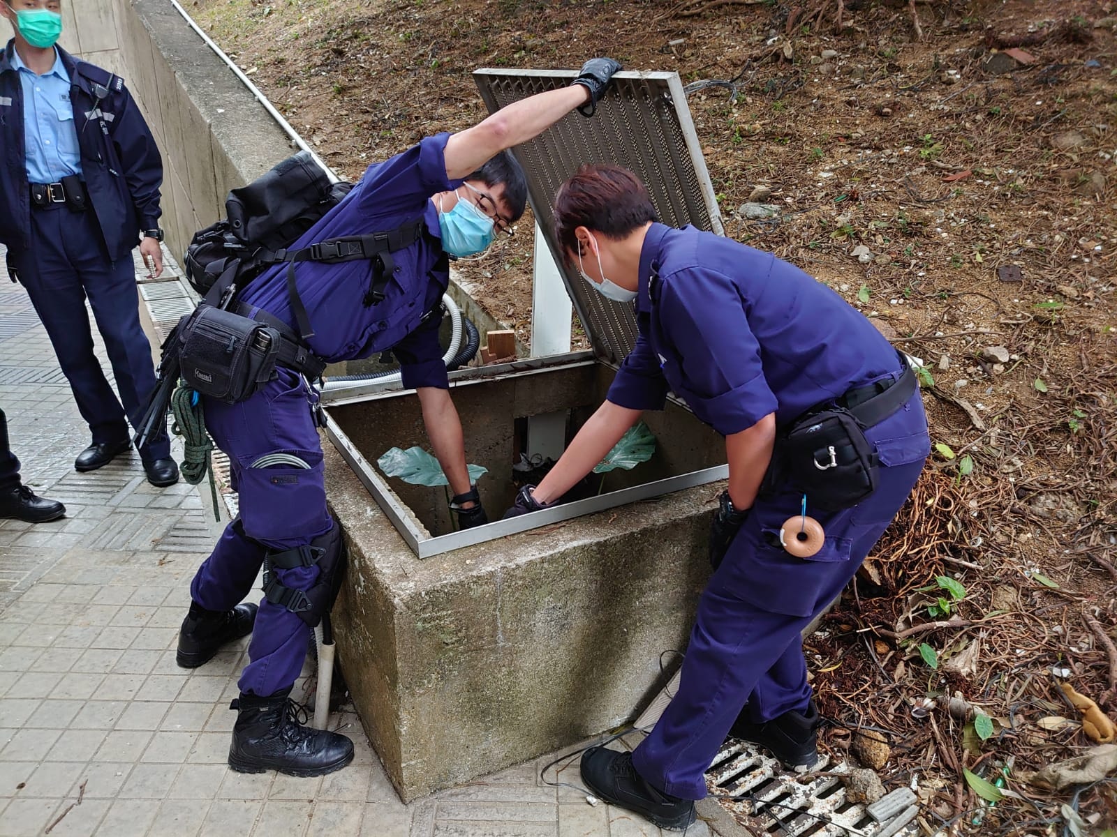 【豪景花園虐畜案】揭發虐畜案翌日,保安員在豪景花園的沙井及水渠發現3隻受傷貓貓,愛協其後派員把貓貓救走。(讀者提供圖片) 【豪景花園虐畜案】揭發虐畜案翌日,保安員在豪景花園的沙井及水渠發現3隻受傷貓貓,愛協其後派員把貓貓救走。(讀者提供圖片)