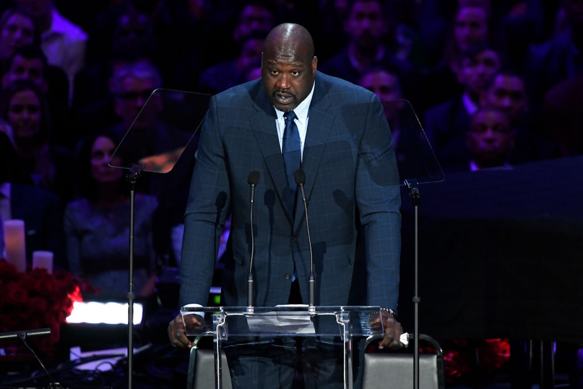 高比拜仁追思會:奧尼爾笑說不會教高比女兒射罰球。(Getty Images) 高比拜仁追思會:奧尼爾笑說不會教高比女兒射罰球。(Getty Images)