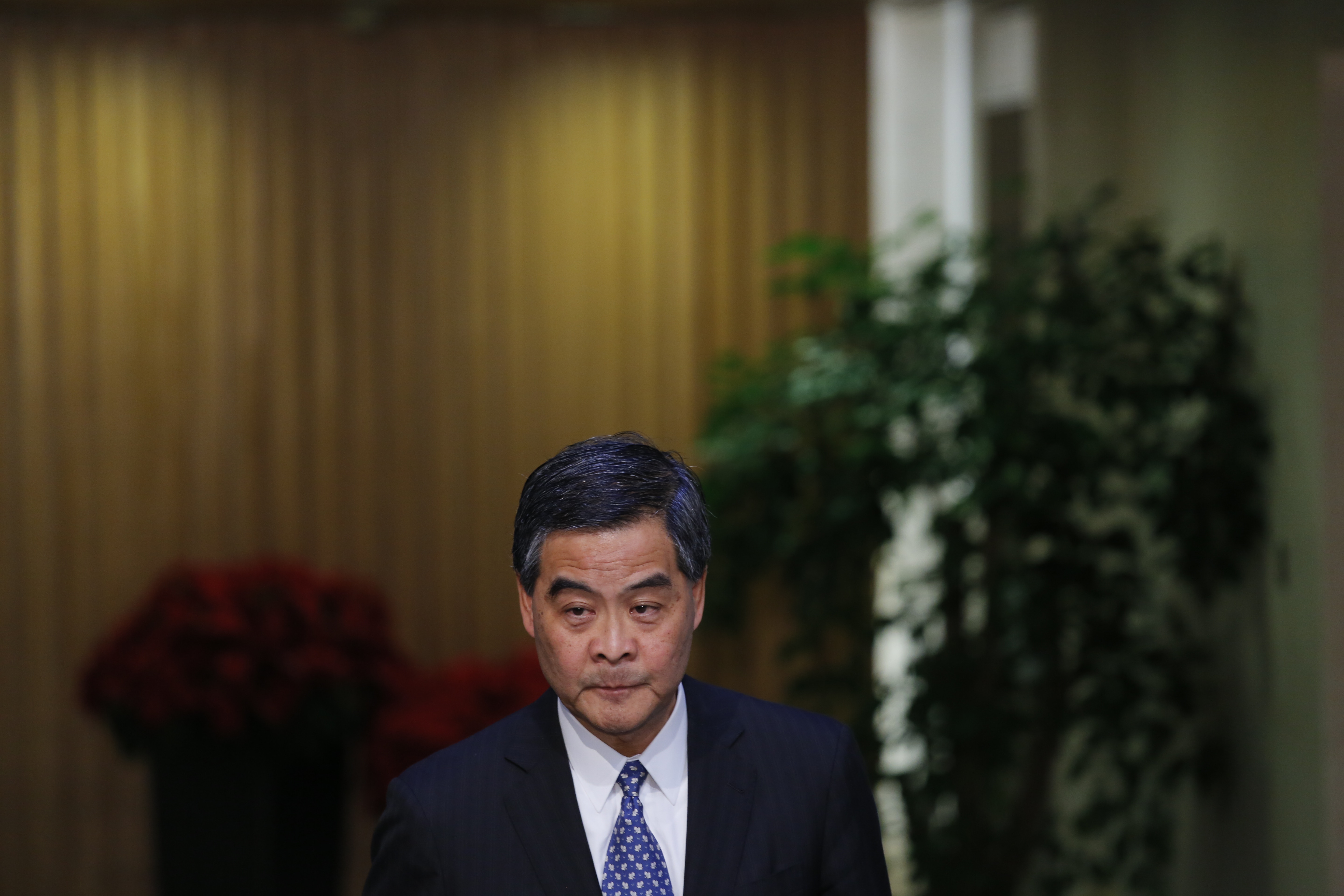梁振英於去年底宣布不競逐連任，其政途去向惹人關注。（資料圖片/林振東攝）