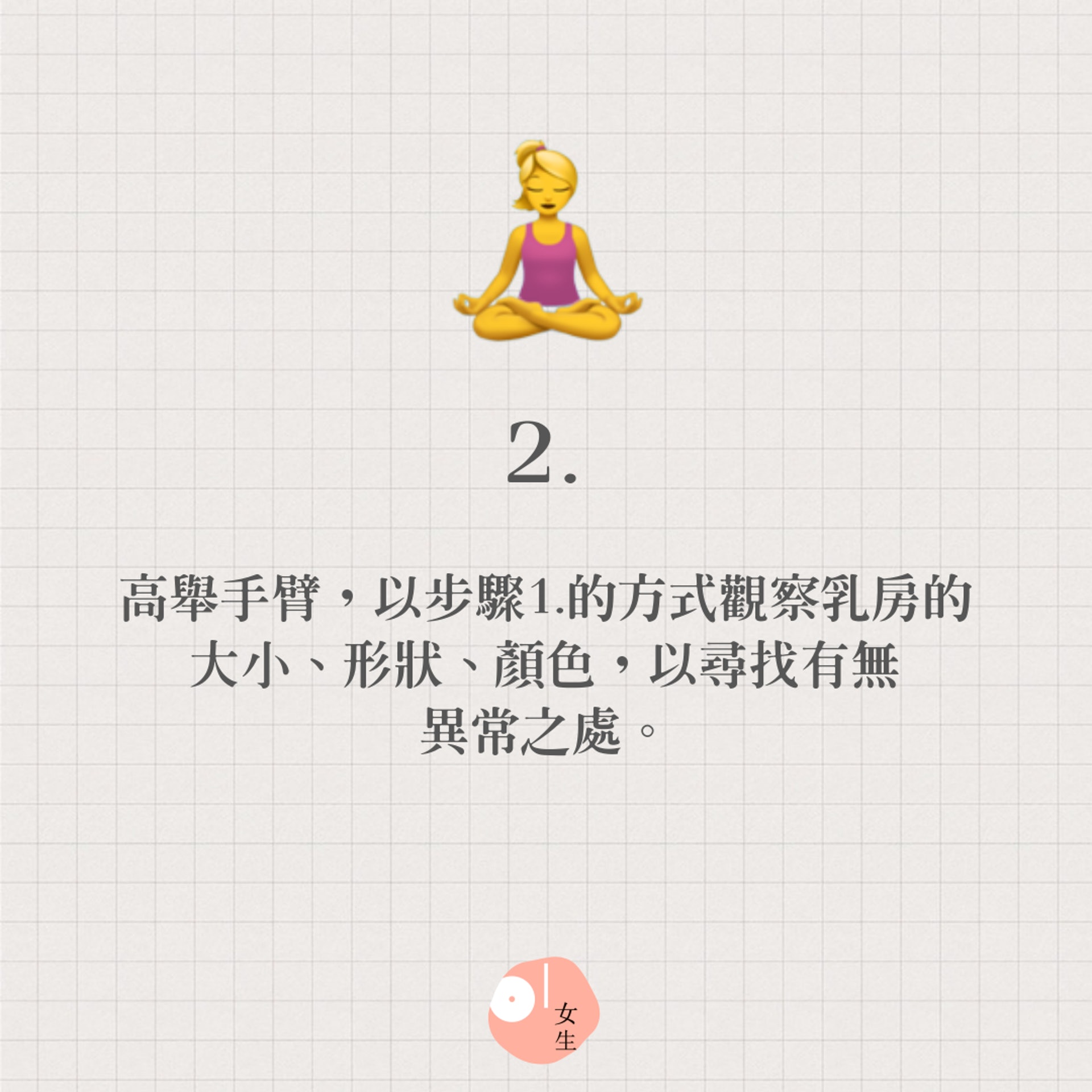 【乳房自我檢查5步驟】(01製圖) 【乳房自我檢查5步驟】(01製圖)