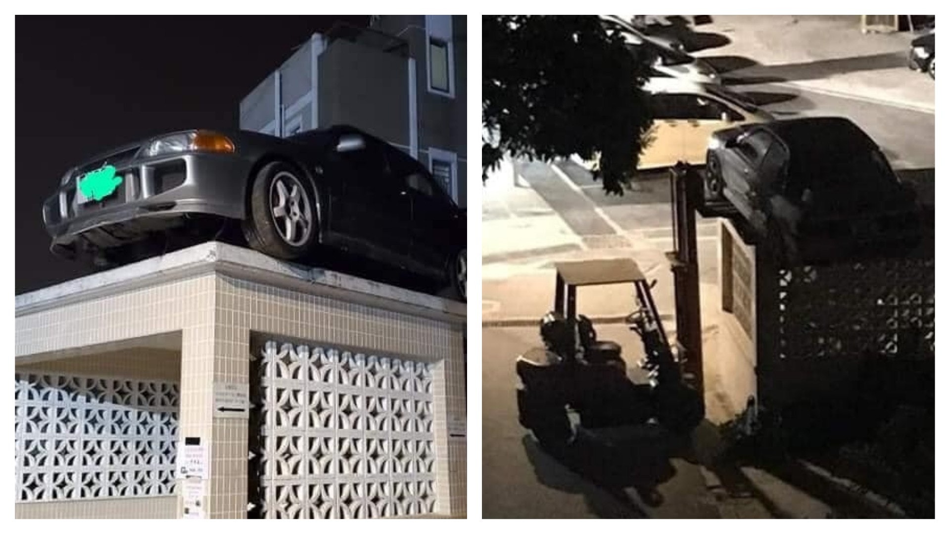 河背村奇景 私家車被放置涼亭頂疑違泊阻路遭報復 河背村奇景 私家車被放置涼亭頂疑違泊阻路遭報復