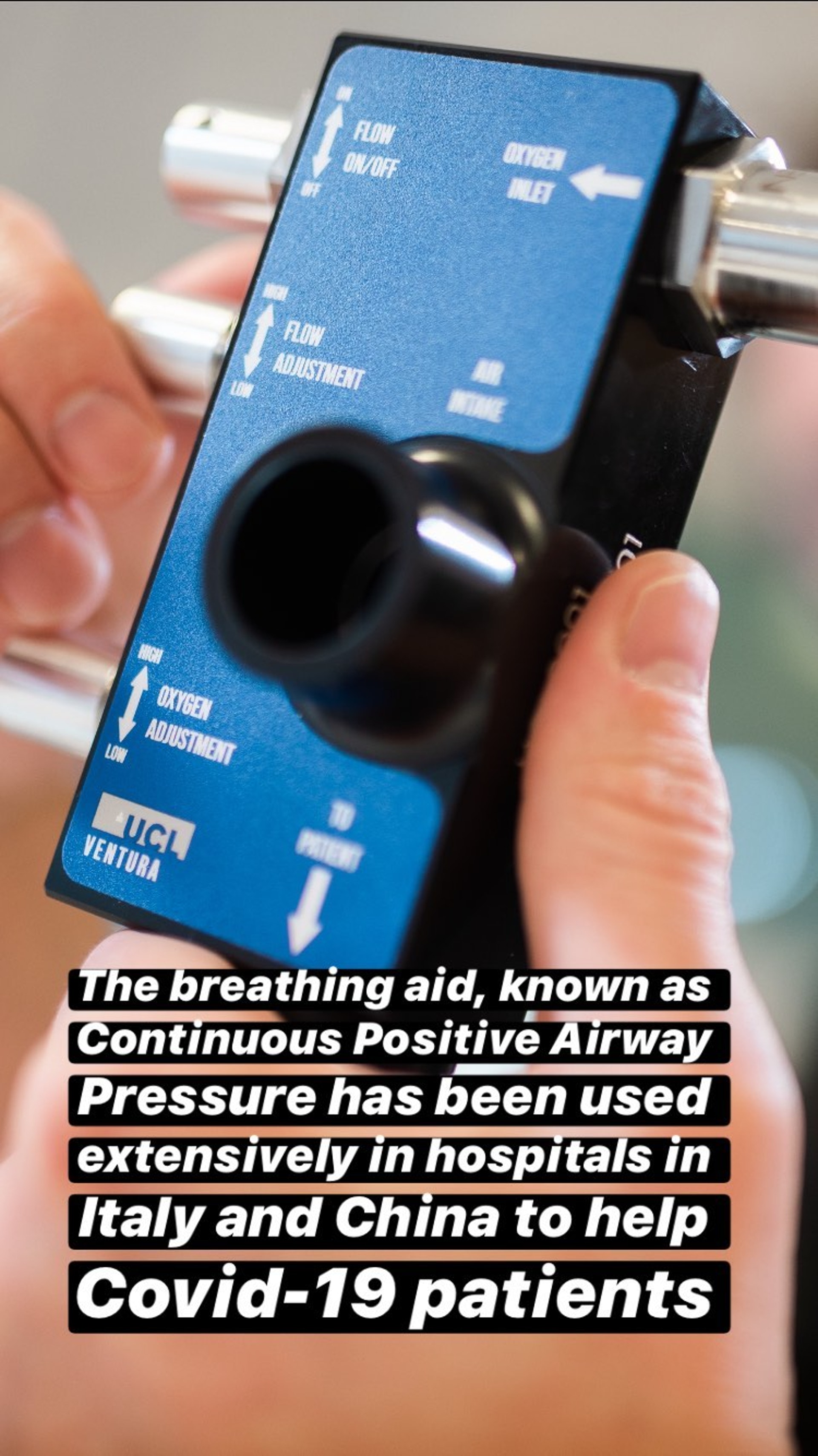 平治於社交網站公布呼吸機獲NHS批准使用。(Getty Images) 平治於社交網站公布呼吸機獲NHS批准使用。(Getty Images)