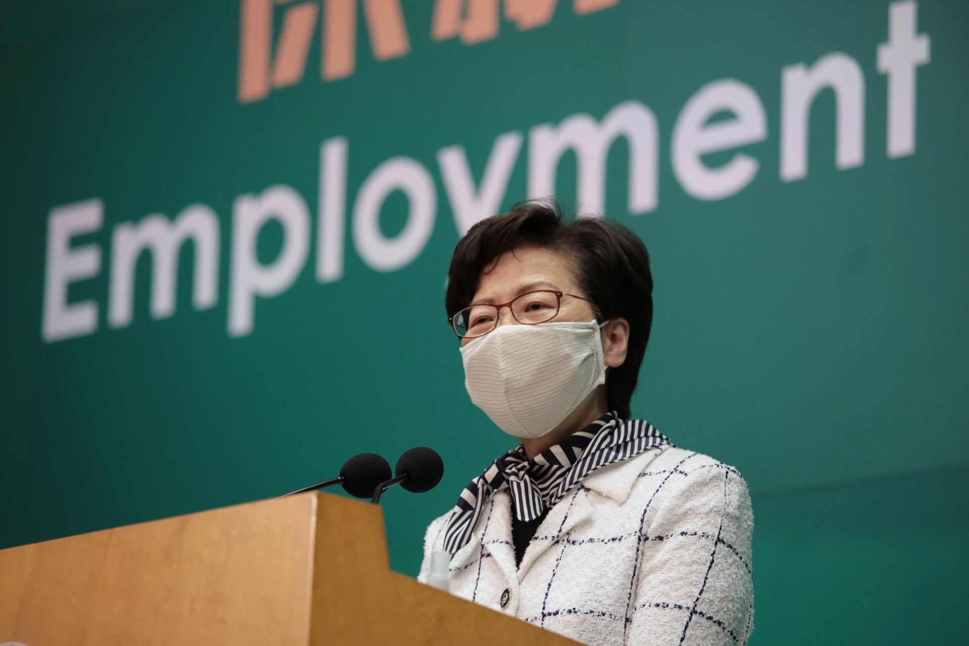 林鄭月娥批評,反對者是「與香港廣大市民為敵」。(李澤彤攝) 林鄭月娥批評,反對者是「與香港廣大市民為敵」。(李澤彤攝)