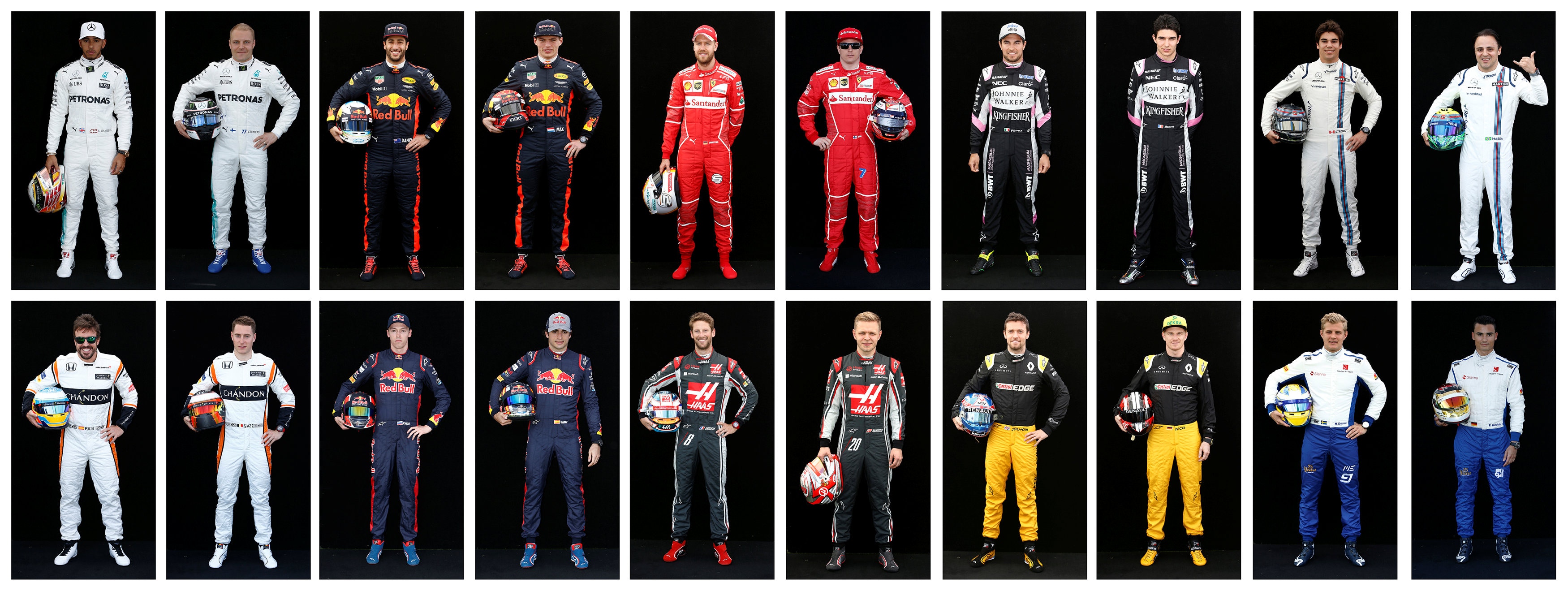 F1 2017/18球季車手一覽。（資料圖片）