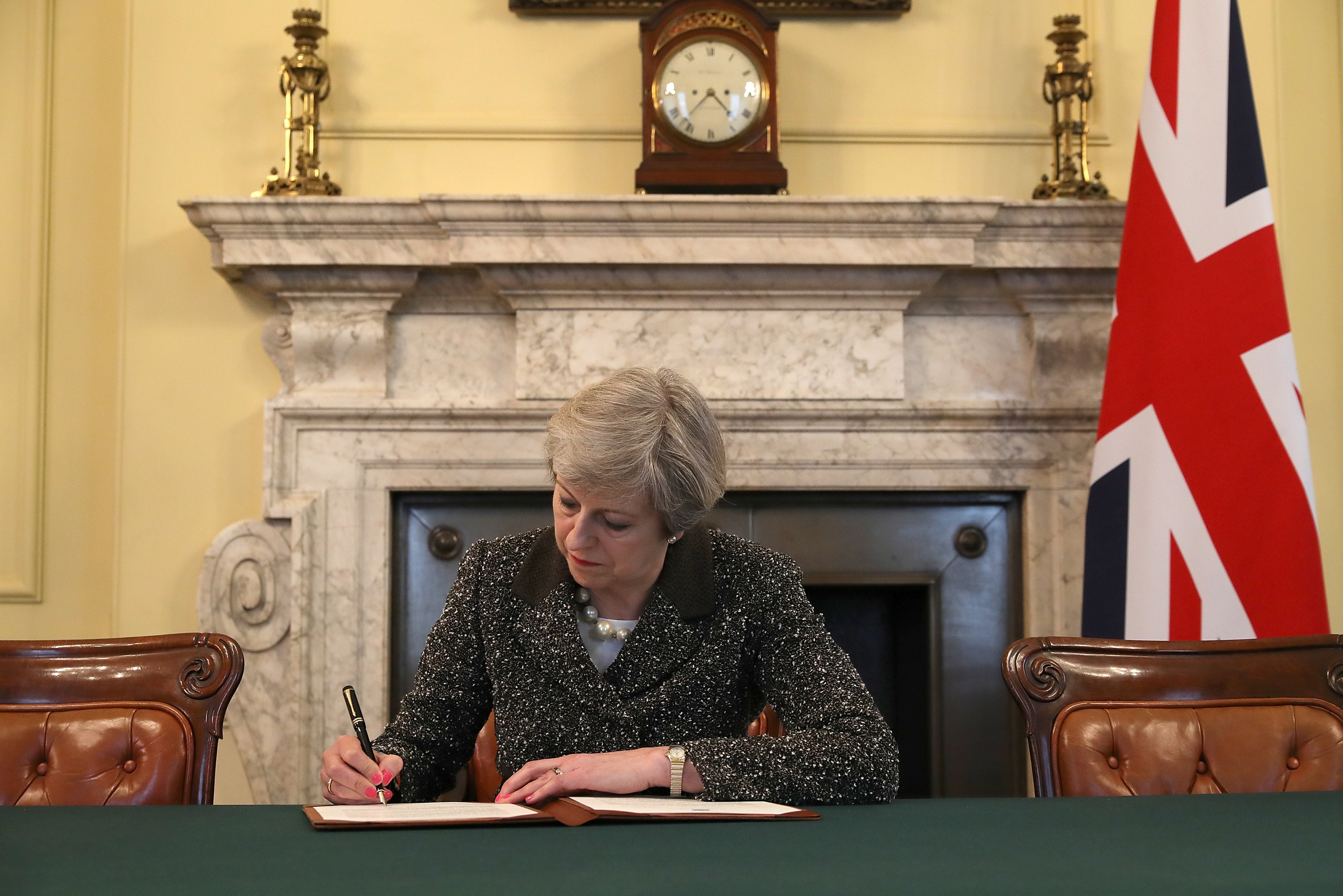 英國首相文翠珊周三（3月29日）向歐洲理事會發信，宣布啟動脫歐程序。（路透社）