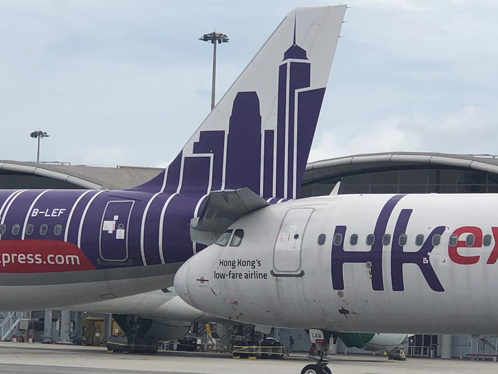 兩部香港快運客機於停機坪位置碰撞。(網上圖片) 兩部香港快運客機於停機坪位置碰撞。(網上圖片)