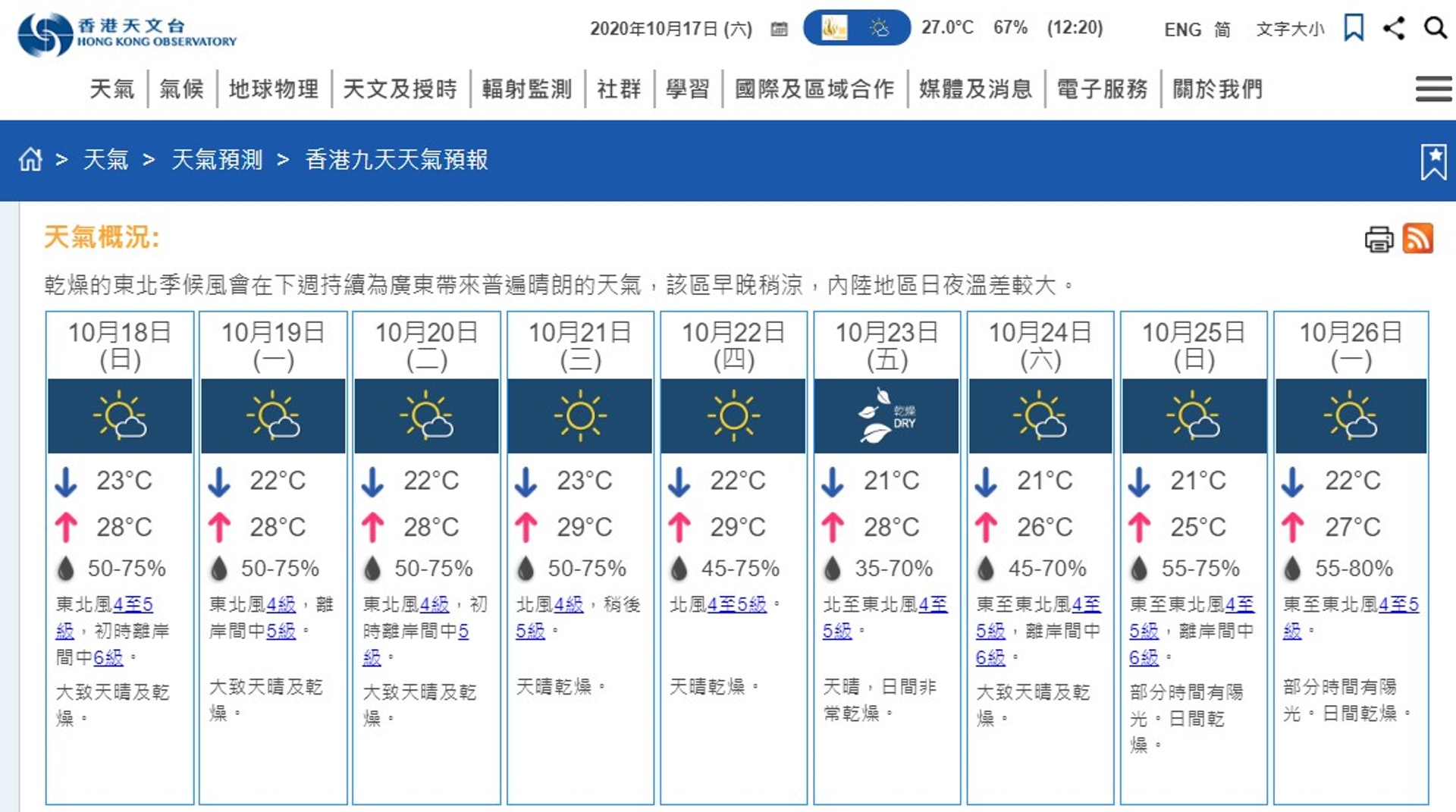 東北季候風送爽天文台料霜降至重陽節一連三日低至21度 香港01 天氣 東北季候風送爽天文台料霜降至重陽節一連三日低至21度 香港01 天氣
