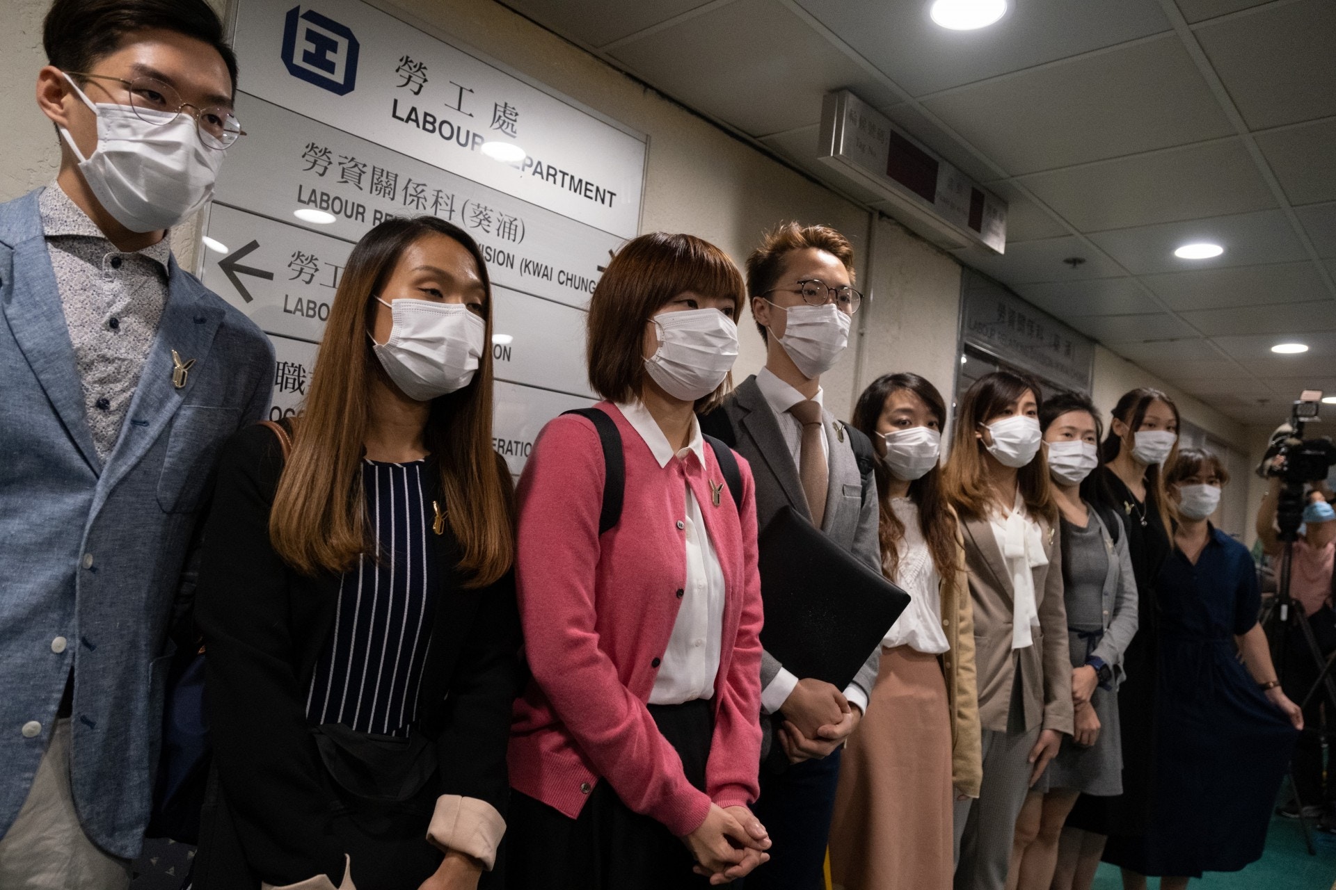 11月4日，國泰空中服務員工會與國泰高層及勞工處進行三方會面。（梁鵬威攝）