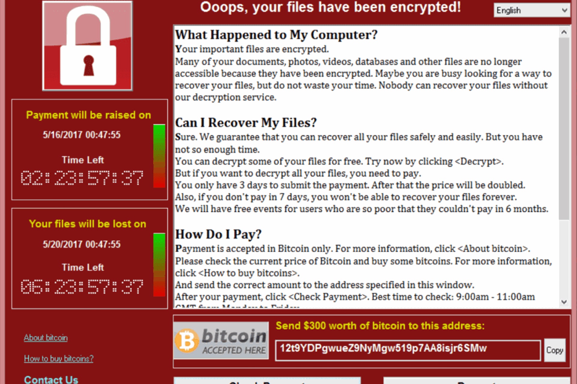 WannaCry勒索只接收以Bitcoin交贖金。(網上圖片) WannaCry勒索只接收以Bitcoin交贖金。(網上圖片)