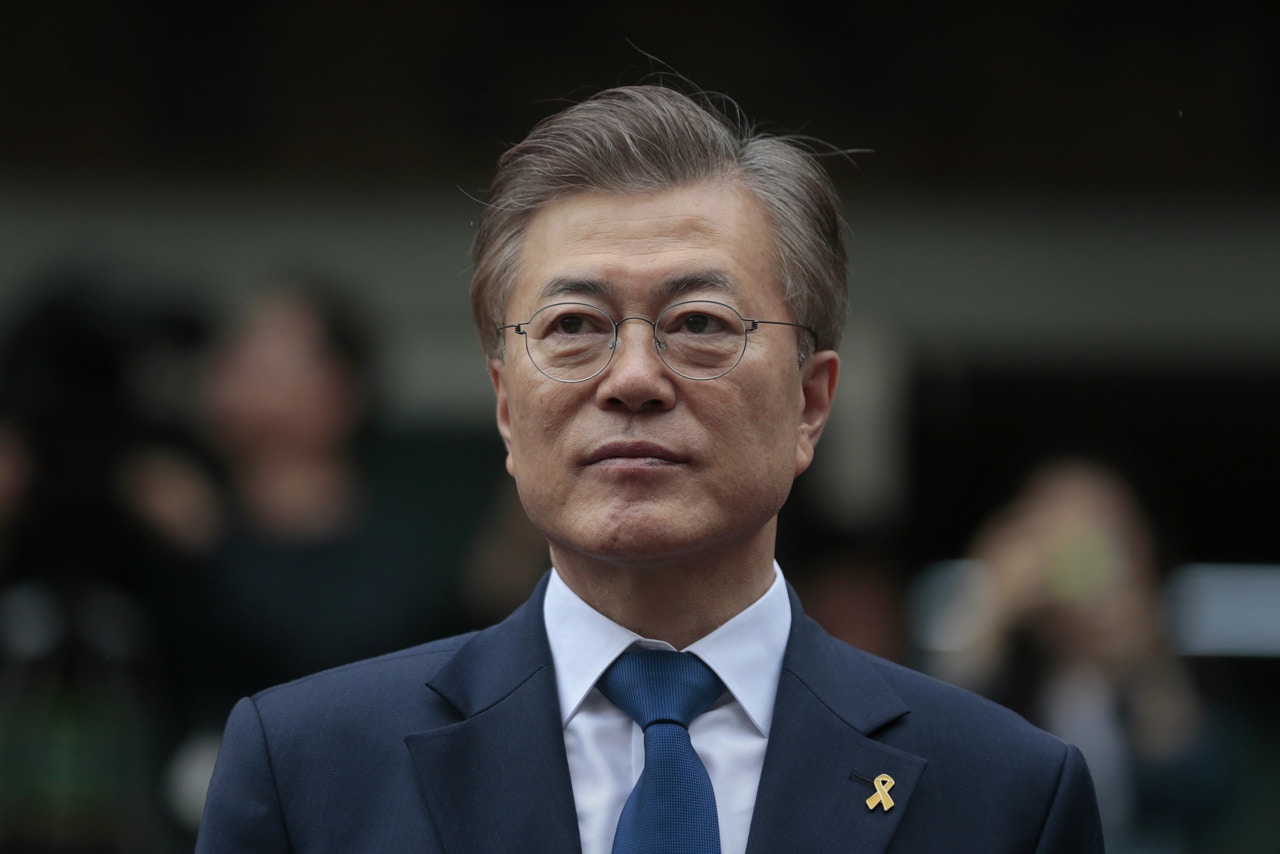 文在寅周三（31日）表示，他不會改變部署薩德系統的決定。（李澤彤攝）